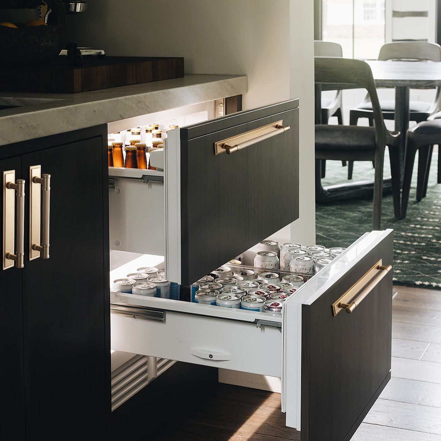 2 Pack Knurled Metal Alloy Vintage Bronze Bar Pull with Back Plate Kitchen Hardware