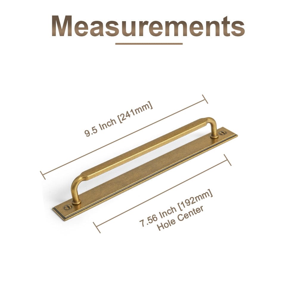 2 Pack Antique Brass Cabinet Pulls with Back Plate Zinc Alloy Drawer Handle with Long Back Plate