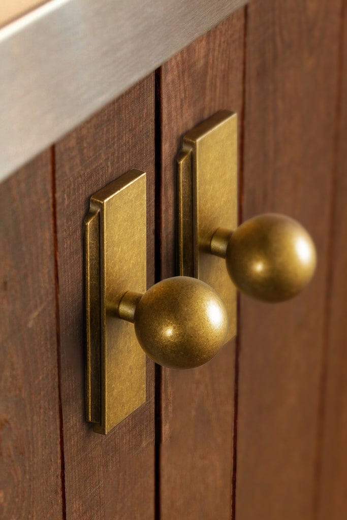 Round Cabinet Knobs with Back Plate Zinc Alloy Cabinet Handle with Long Back Plate