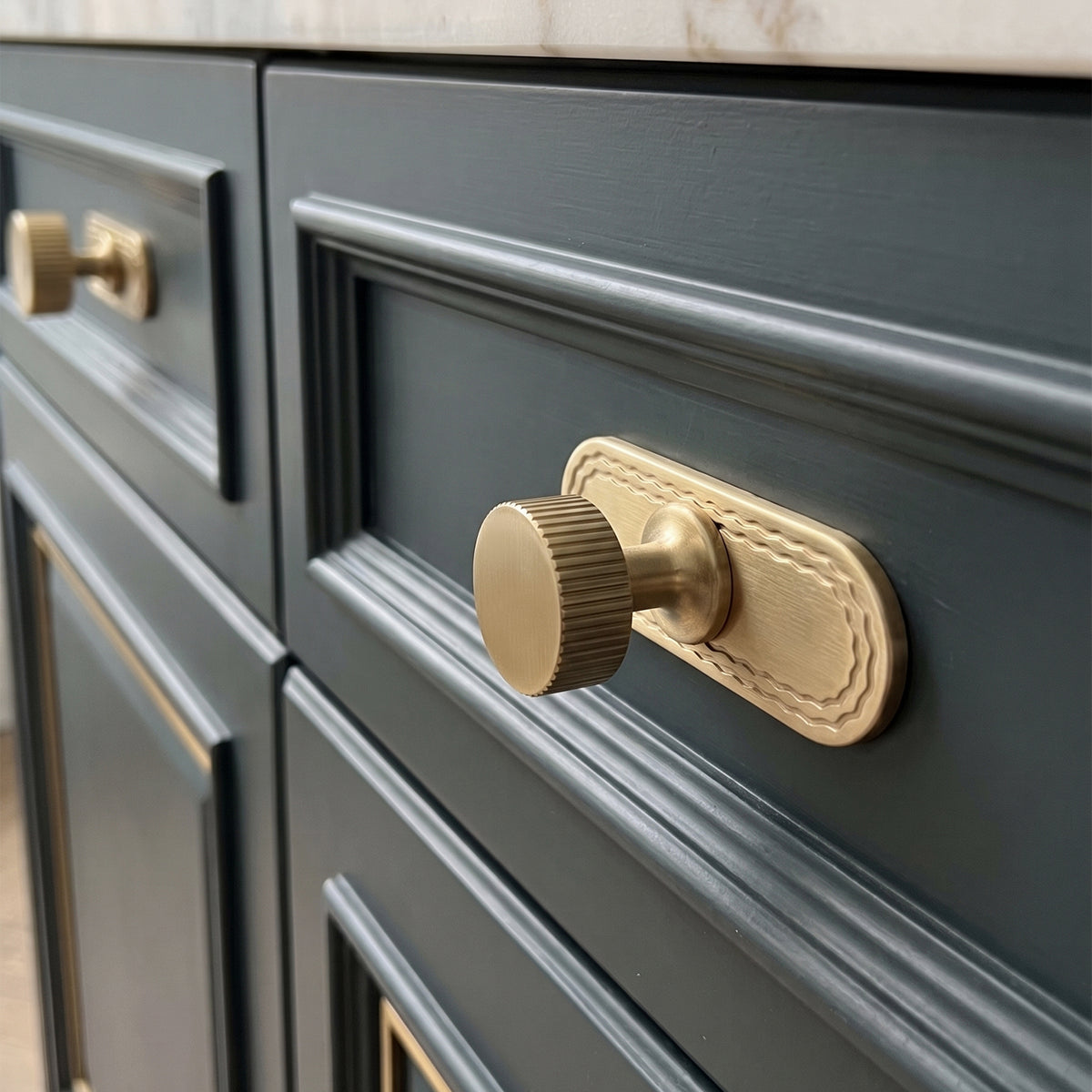6 Pack Knurled Zinc Alloy Cabinet Knob with Assorted Decorative Backplates, Drawer Single Hole Knob