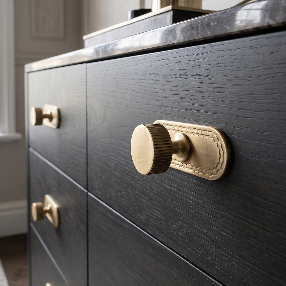 6 Pack Knurled Zinc Alloy Cabinet Knob with Assorted Decorative Backplates, Drawer Single Hole Knob