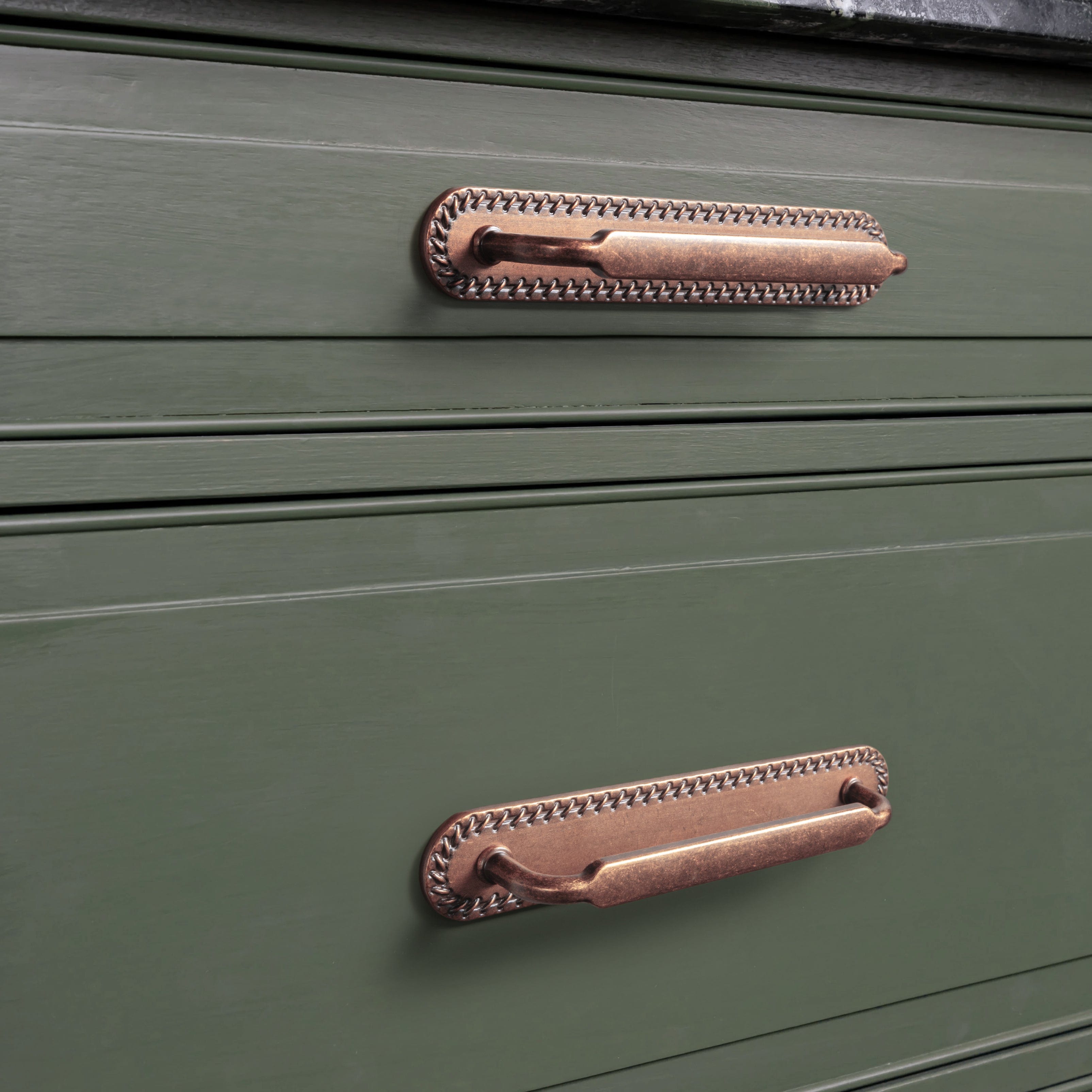 2 Pack Antique Brass Cabinet Pulls with Back Plate Zinc Alloy Drawer Handle with Long Back Plate