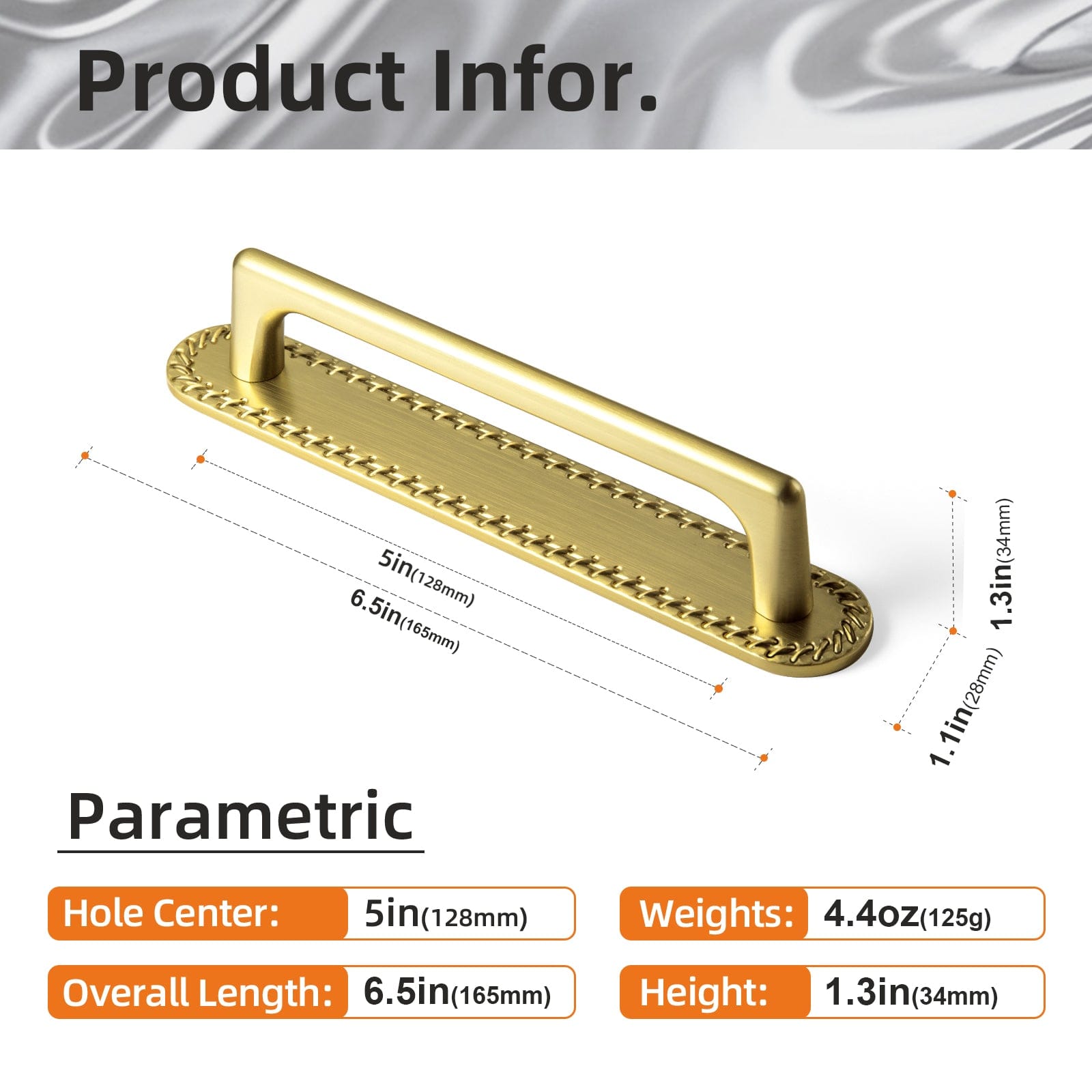 2 Pack Classic Cabinet Bar Pulls with Back Plate Zinc Alloy Cabinet Handle with Long Back Plate