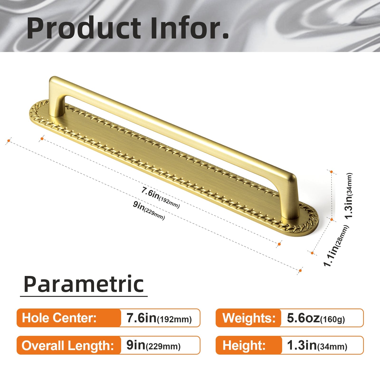 2 Pack Classic Cabinet Bar Pulls with Back Plate Zinc Alloy Cabinet Handle with Long Back Plate