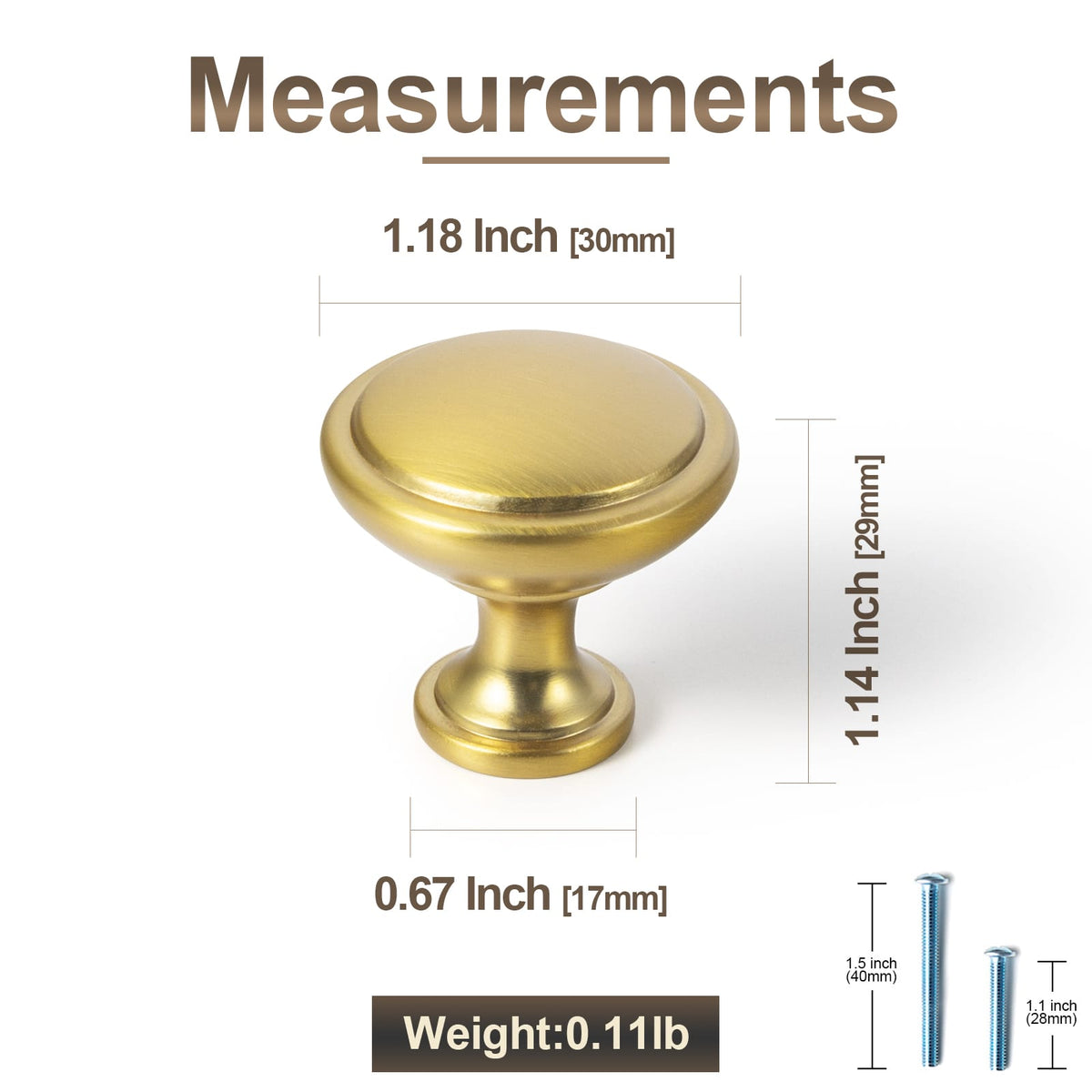 Premium Zinc Alloy Decorative Cabinet Knobs, Classic Round Furniture Pull Knobs for Kitchen Cabinet