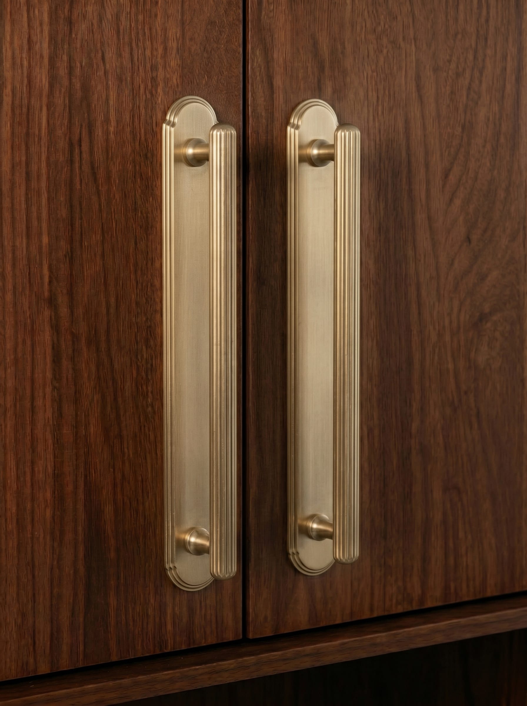 2 Pack Ribbed Fluted Cabinet Pull Handle with Backplate, Vintage Zinc Alloy Drawer Bar Pull