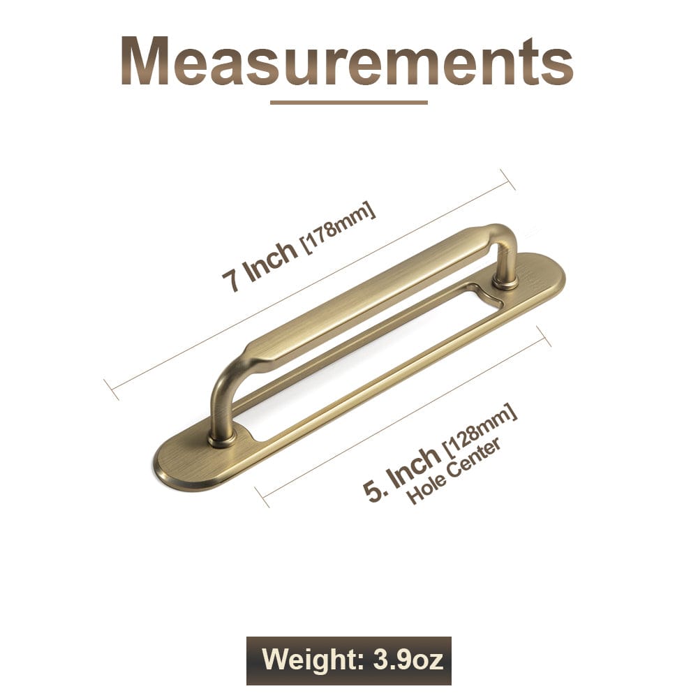 2 Pack Antique Brass Cabinet Pulls with Back Plate Zinc Alloy Drawer Handle with Long Back Plate