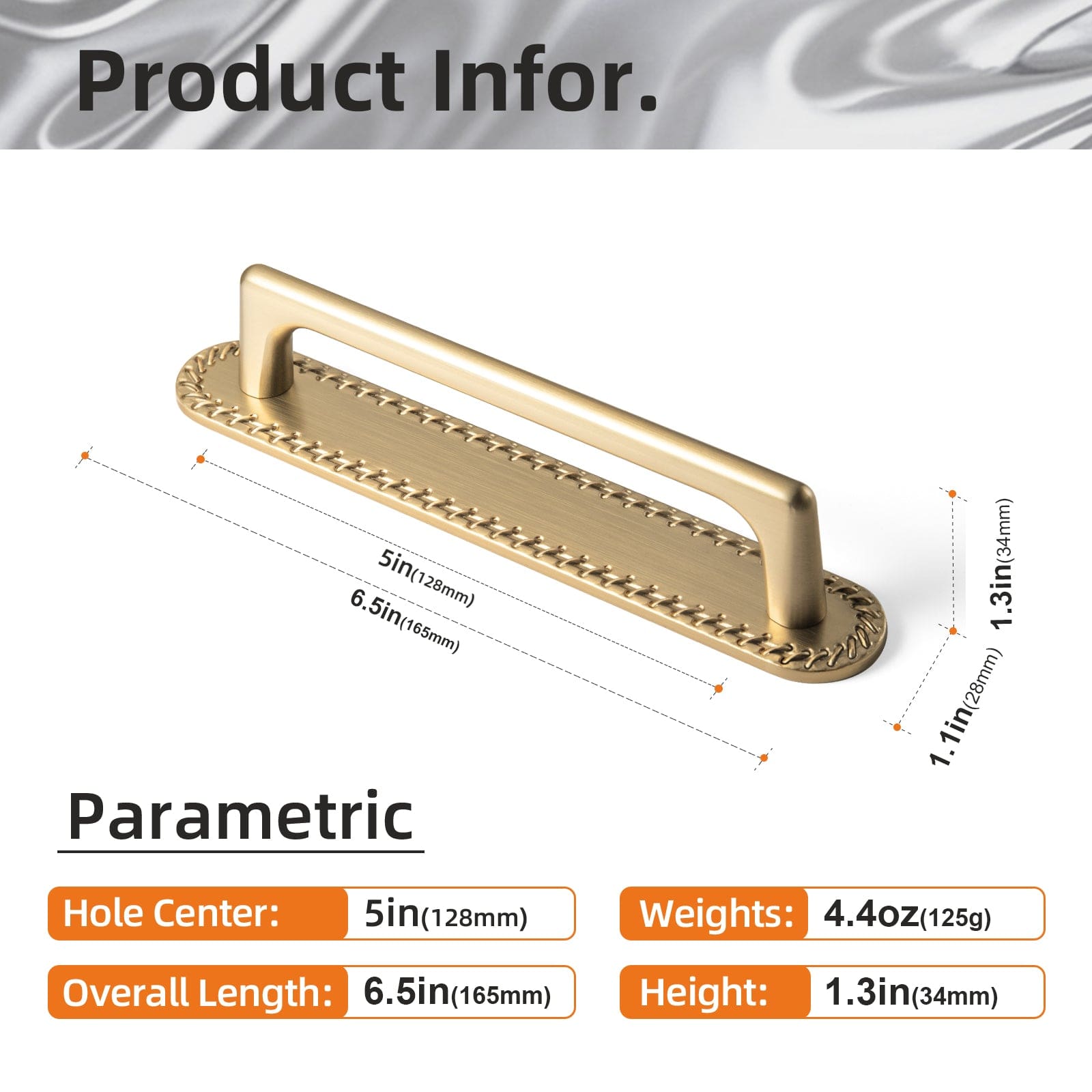 2 Pack Classic Cabinet Bar Pulls with Back Plate Zinc Alloy Cabinet Handle with Long Back Plate