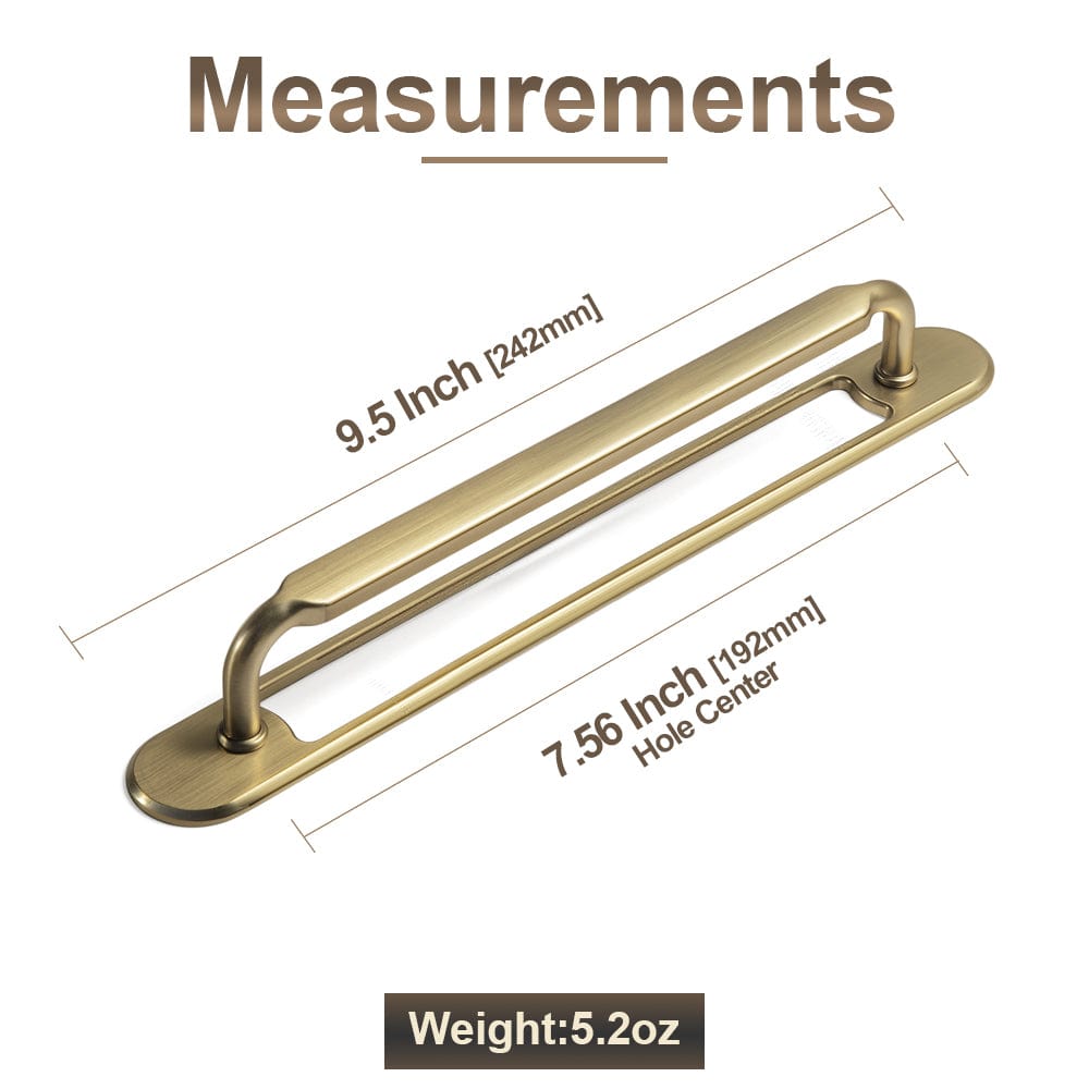 2 Pack Antique Brass Cabinet Pulls with Back Plate Zinc Alloy Drawer Handle with Long Back Plate