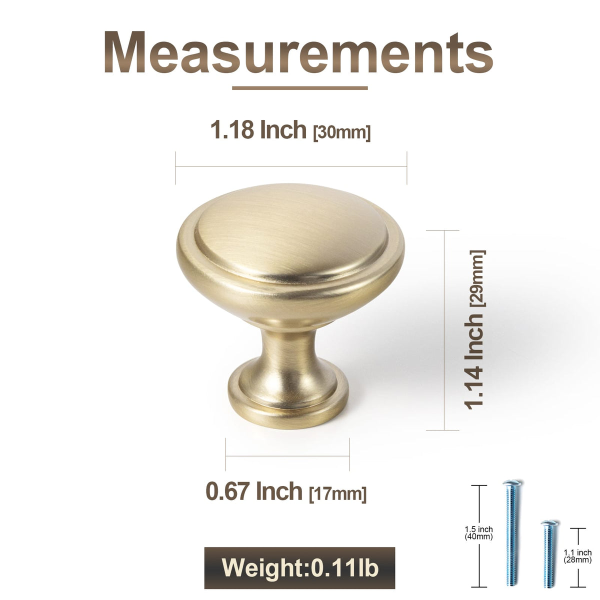 Premium Zinc Alloy Decorative Cabinet Knobs, Classic Round Furniture Pull Knobs for Kitchen Cabinet