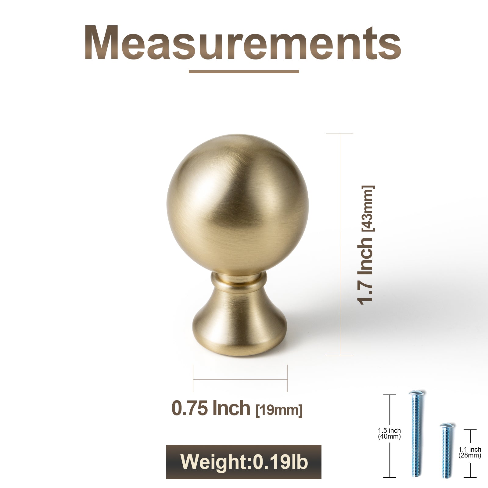 Luxury Globe Shape Cabinet Knobs Zinc Alloy Durable Hardware, Minimalist Spherical Drawer Pulls for Farmhouse Modern Retro Cabinet Renovation