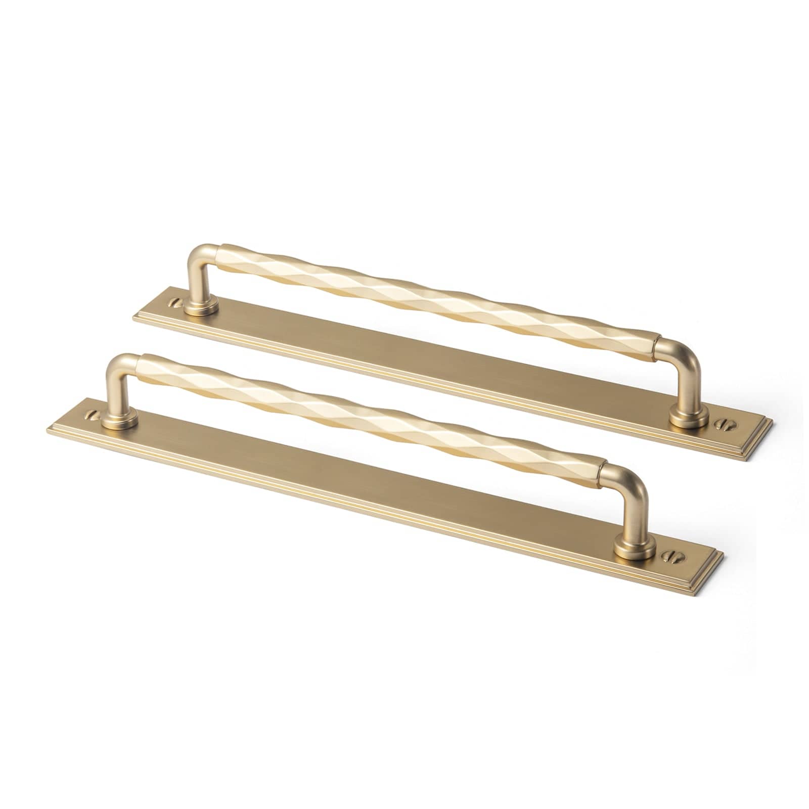 2 Pack Zinc Alloy Drawer Pulls with Back Plate Twisted Design Decorative Handles for Kitchen Cabinets