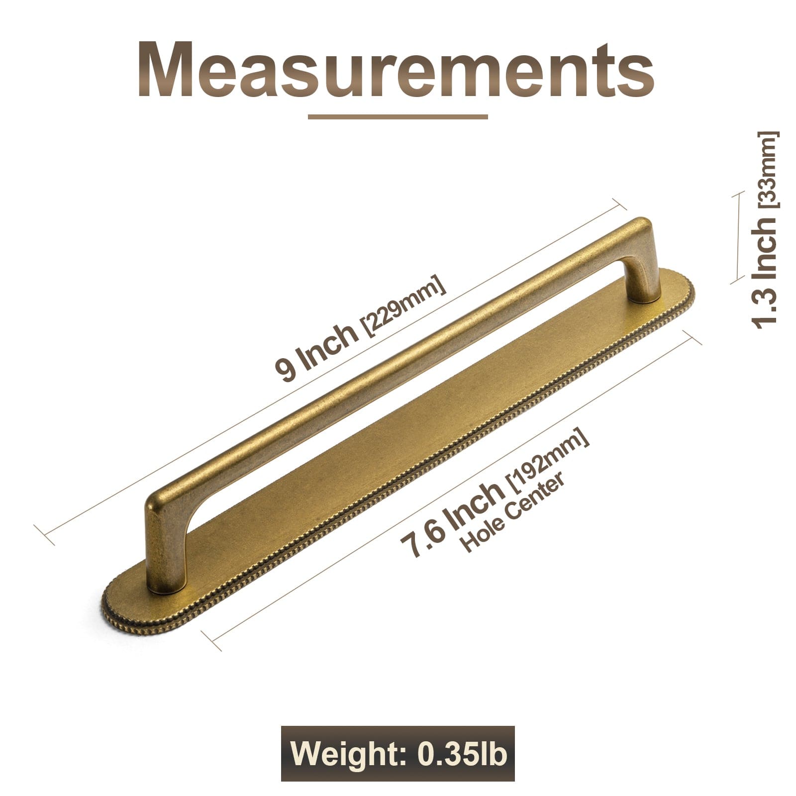 2 Pack Classic Cabinet Bar Pulls with Back Plate Zinc Alloy Cabinet Handle with Long Back Plate
