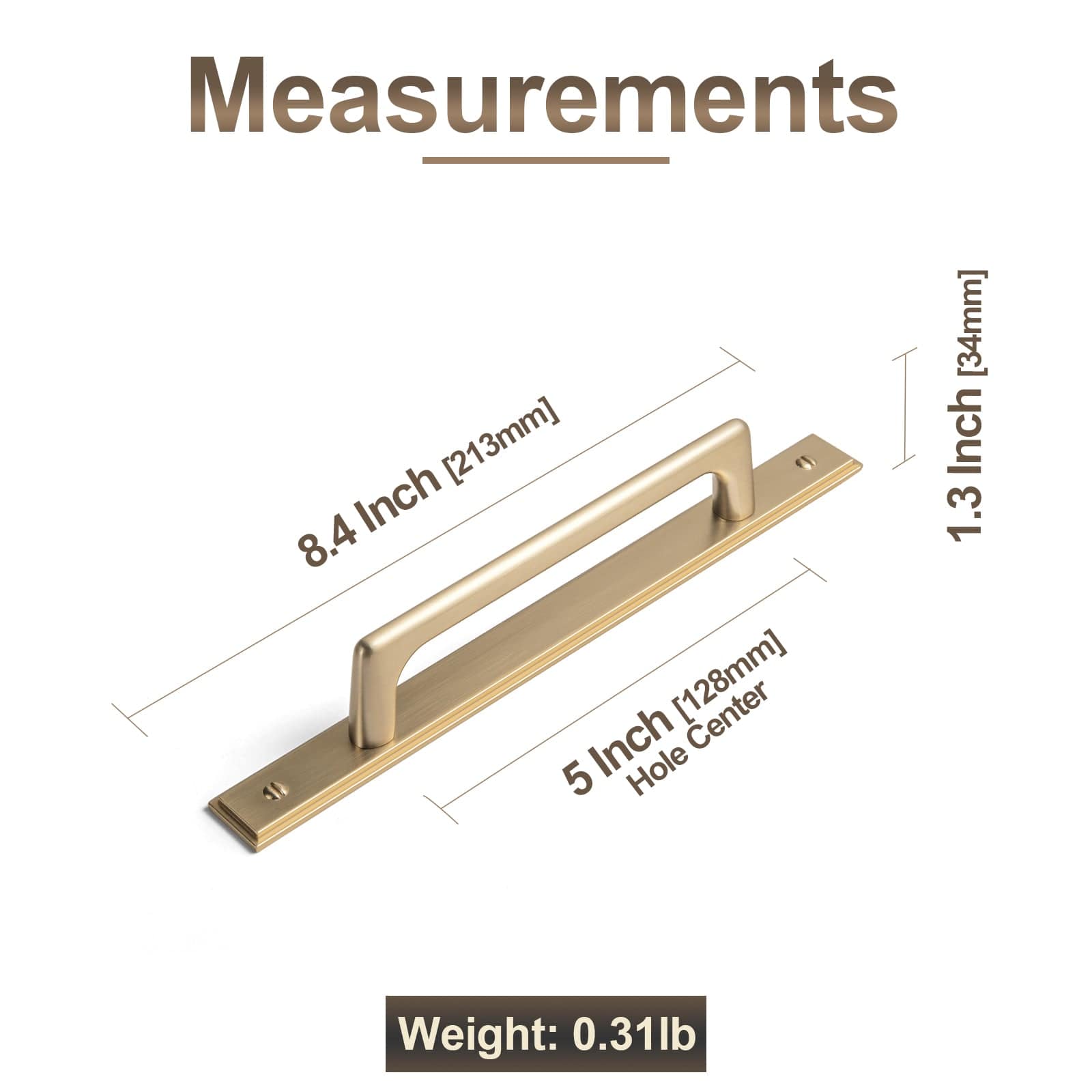 2 Pack Classic Cabinet Bar Pulls with Back Plate Zinc Alloy Cabinet Handle with Long Back Plate