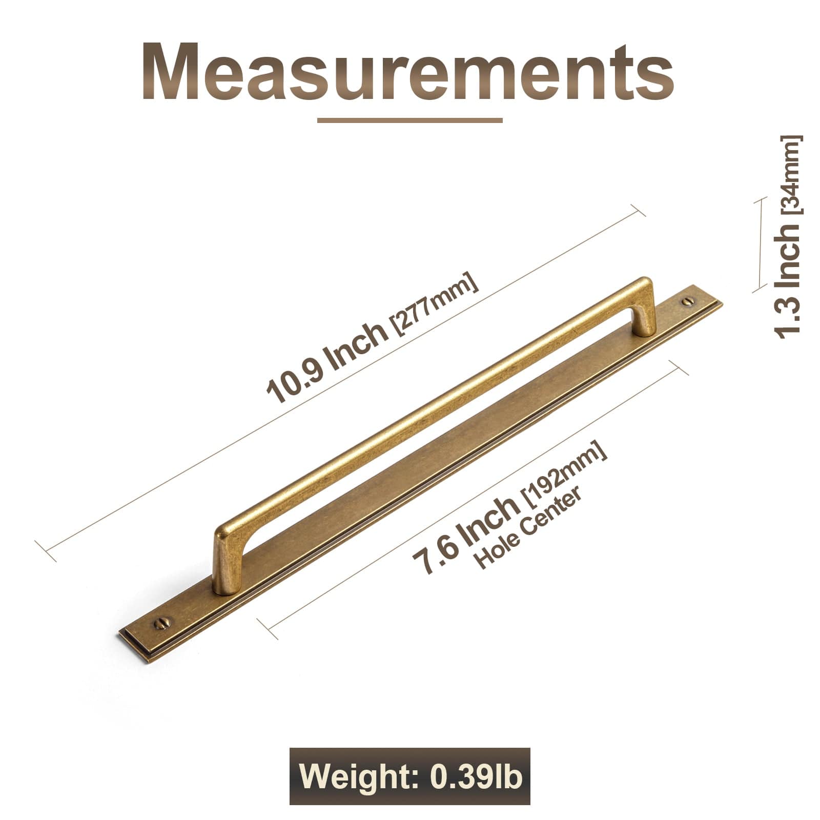 2 Pack Classic Cabinet Bar Pulls with Back Plate Zinc Alloy Cabinet Handle with Long Back Plate