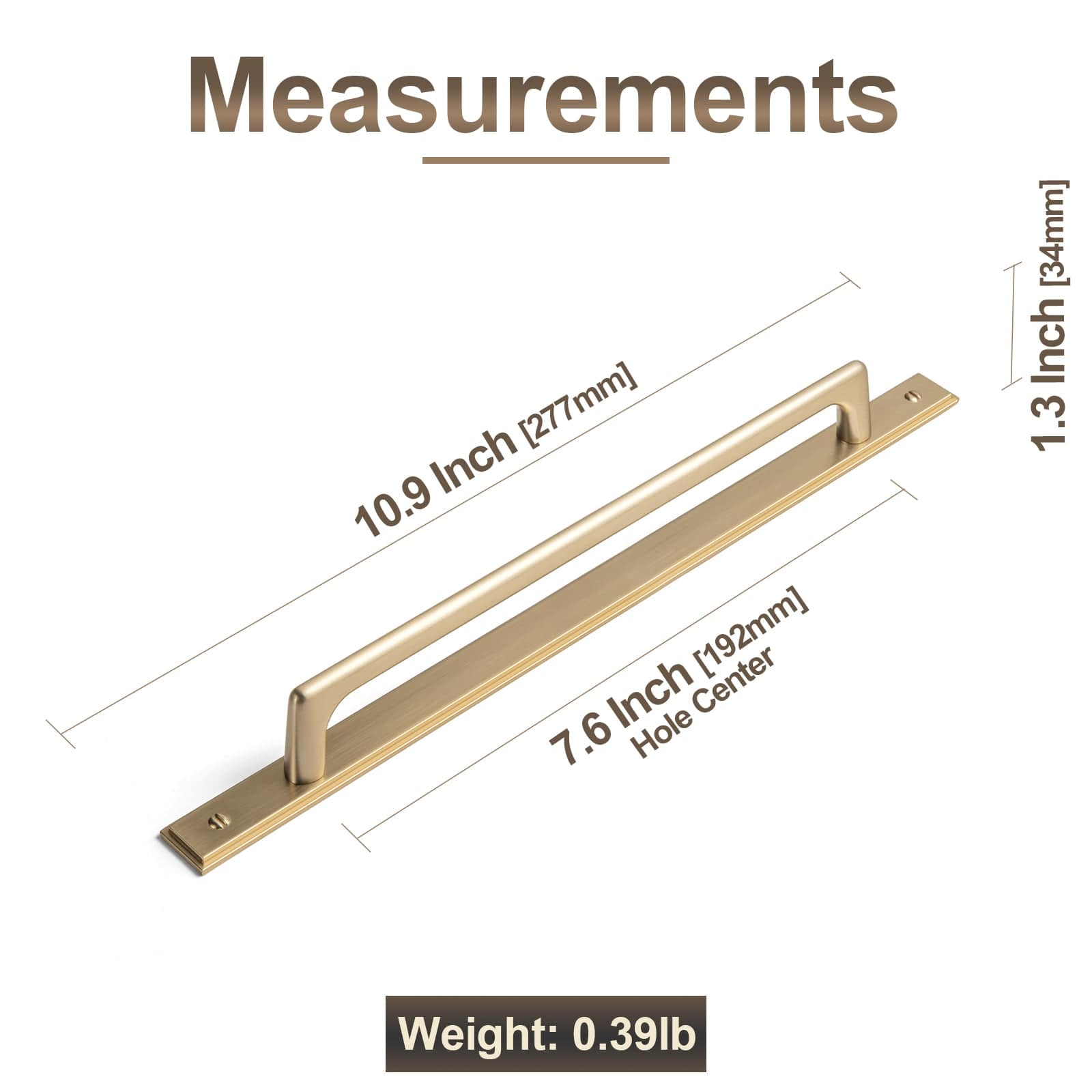 2 Pack Classic Cabinet Bar Pulls with Back Plate Zinc Alloy Cabinet Handle with Long Back Plate