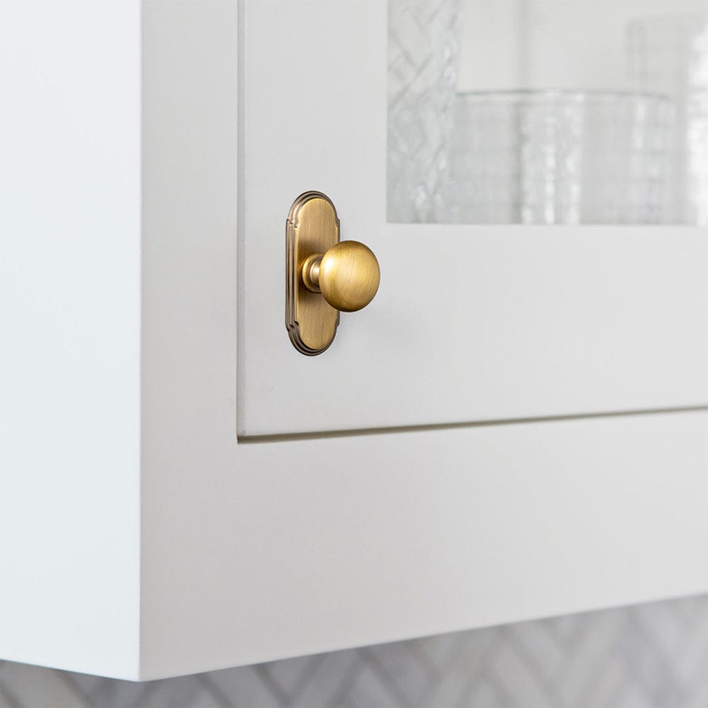 Antique Brass Zinc Alloy Cabinet Knob with Back Plate Single Hole Center Cabinet Hardware for Bedroom Kitchen