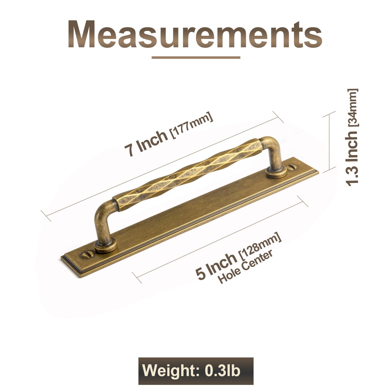 2 Pack Zinc Alloy Drawer Pulls with Back Plate Twisted Design Decorative Handles for Kitchen Cabinets