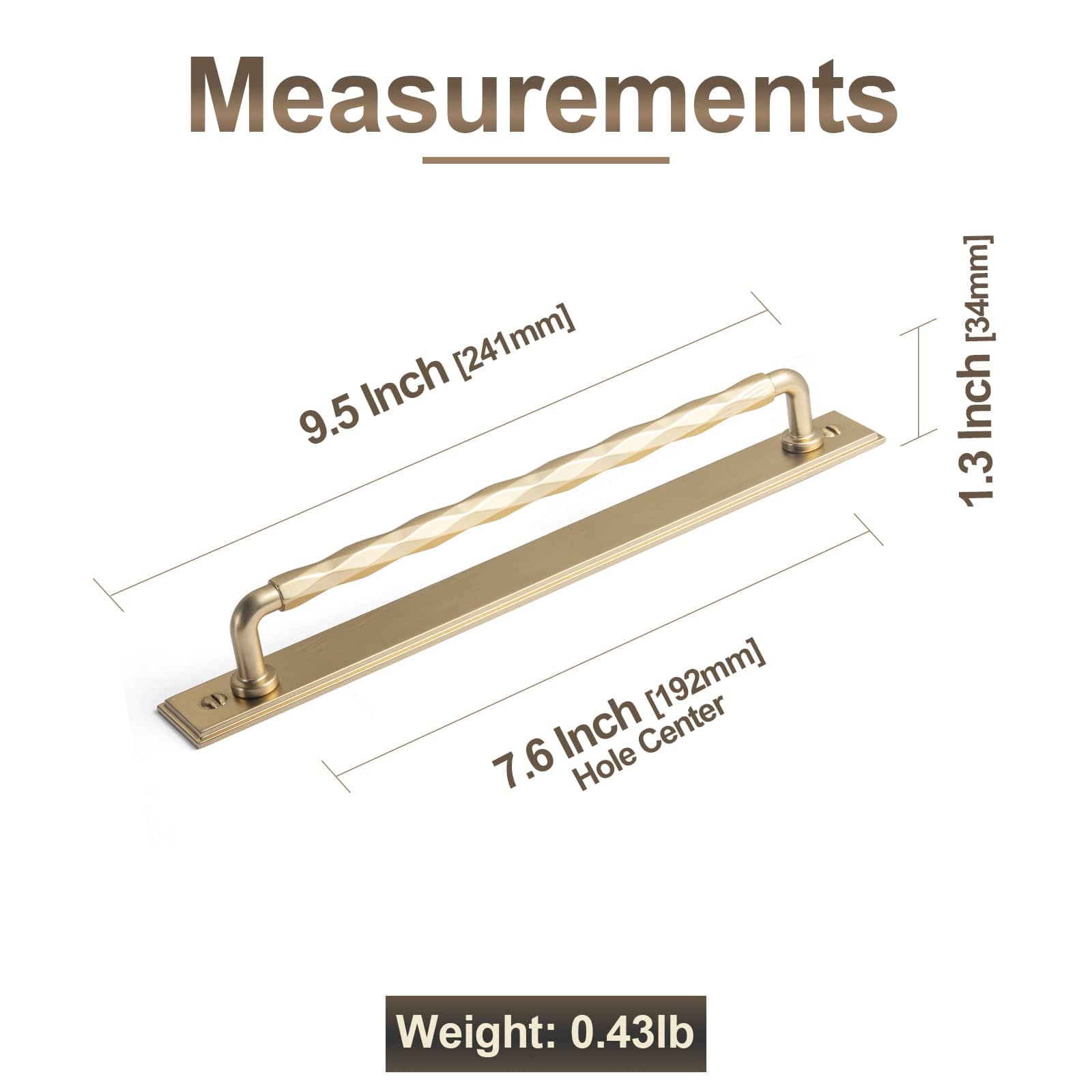 2 Pack Zinc Alloy Drawer Pulls with Back Plate Twisted Design Decorative Handles for Kitchen Cabinets