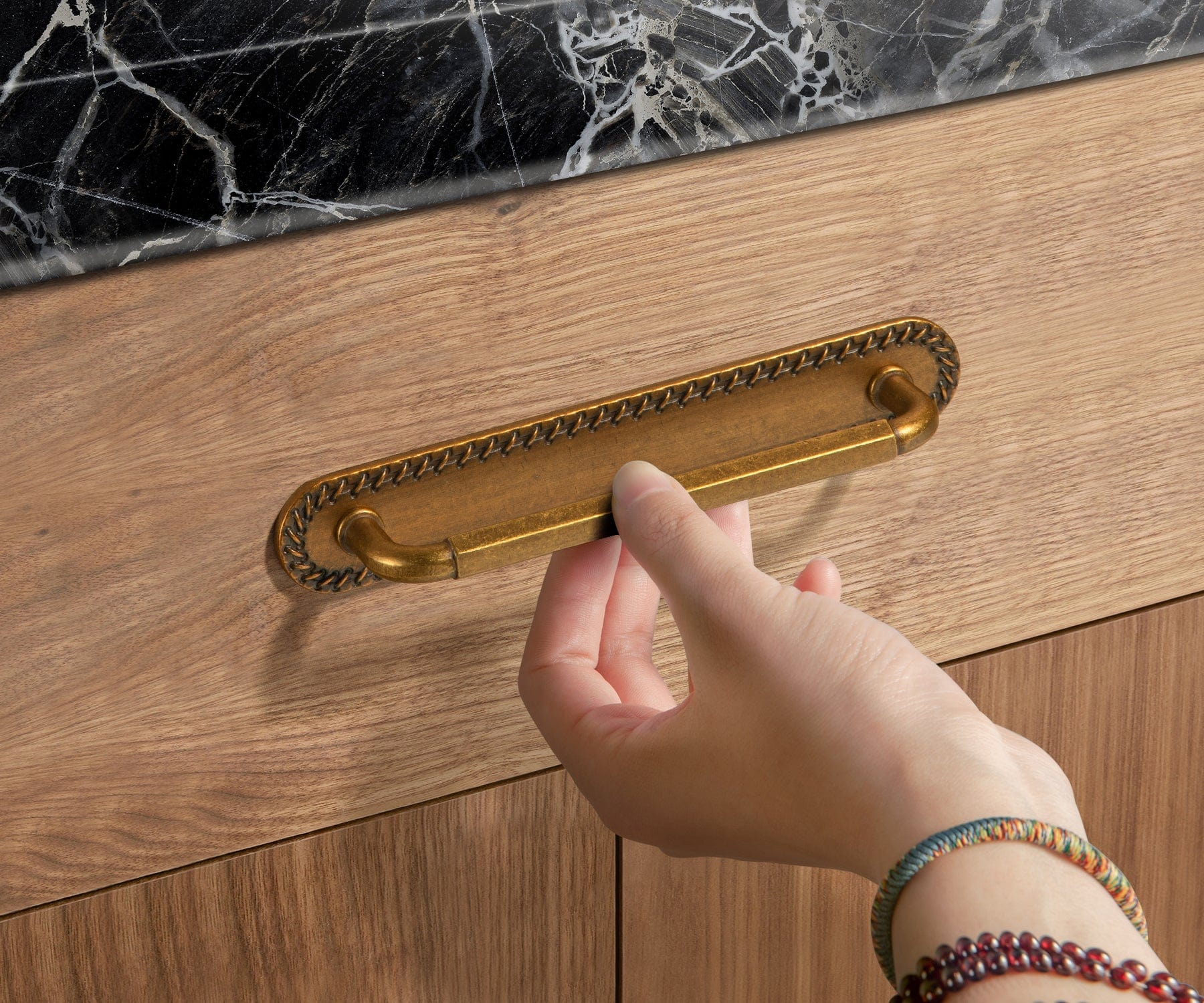 Goo-Ki 2 Pack Affordable Luxury Vintage Drawer Pulls with Back Plates Set for Kitchen