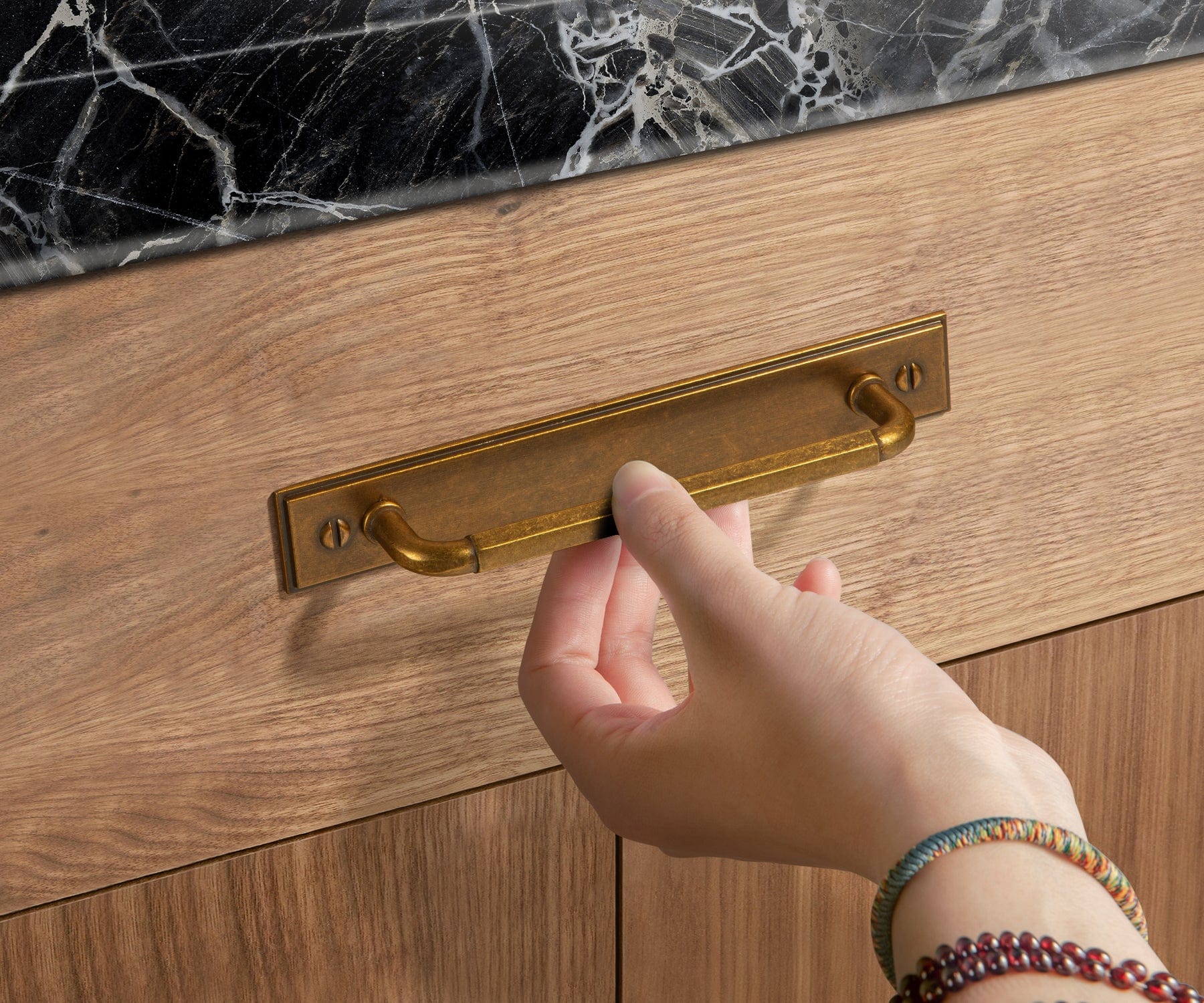 Goo-Ki 2 Pack Affordable Luxury Vintage Drawer Pulls with Back Plates Set for Kitchen