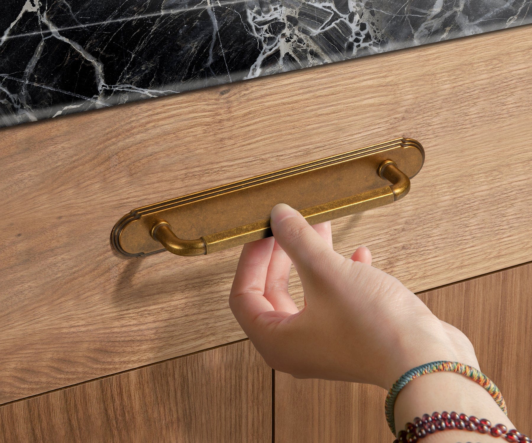 Goo-Ki 2 Pack Affordable Luxury Vintage Drawer Pulls with Back Plates Set for Kitchen