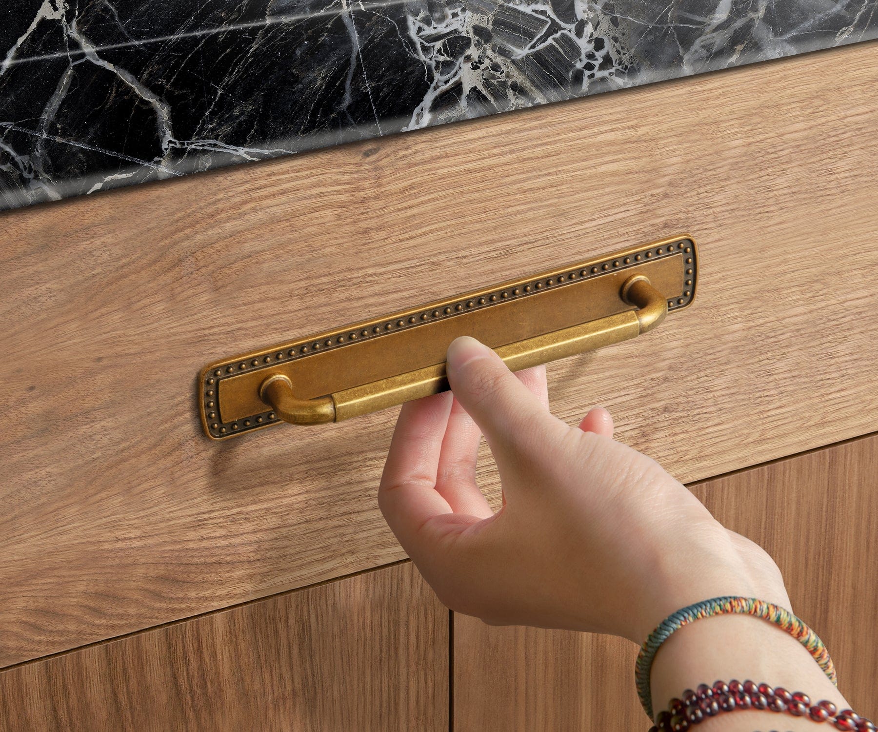 Goo-Ki 2 Pack Affordable Luxury Vintage Drawer Pulls with Back Plates Set for Kitchen