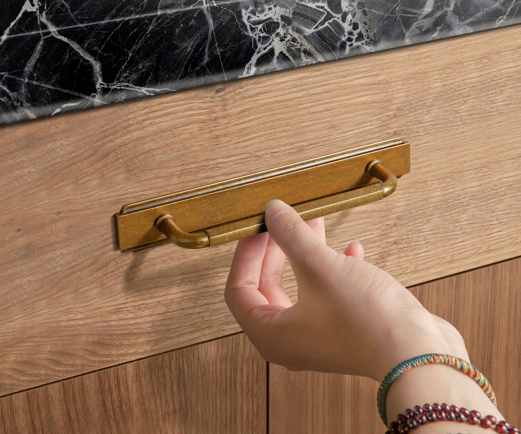Goo-Ki 2 Pack Affordable Luxury Vintage Drawer Pulls with Back Plates Set for Kitchen