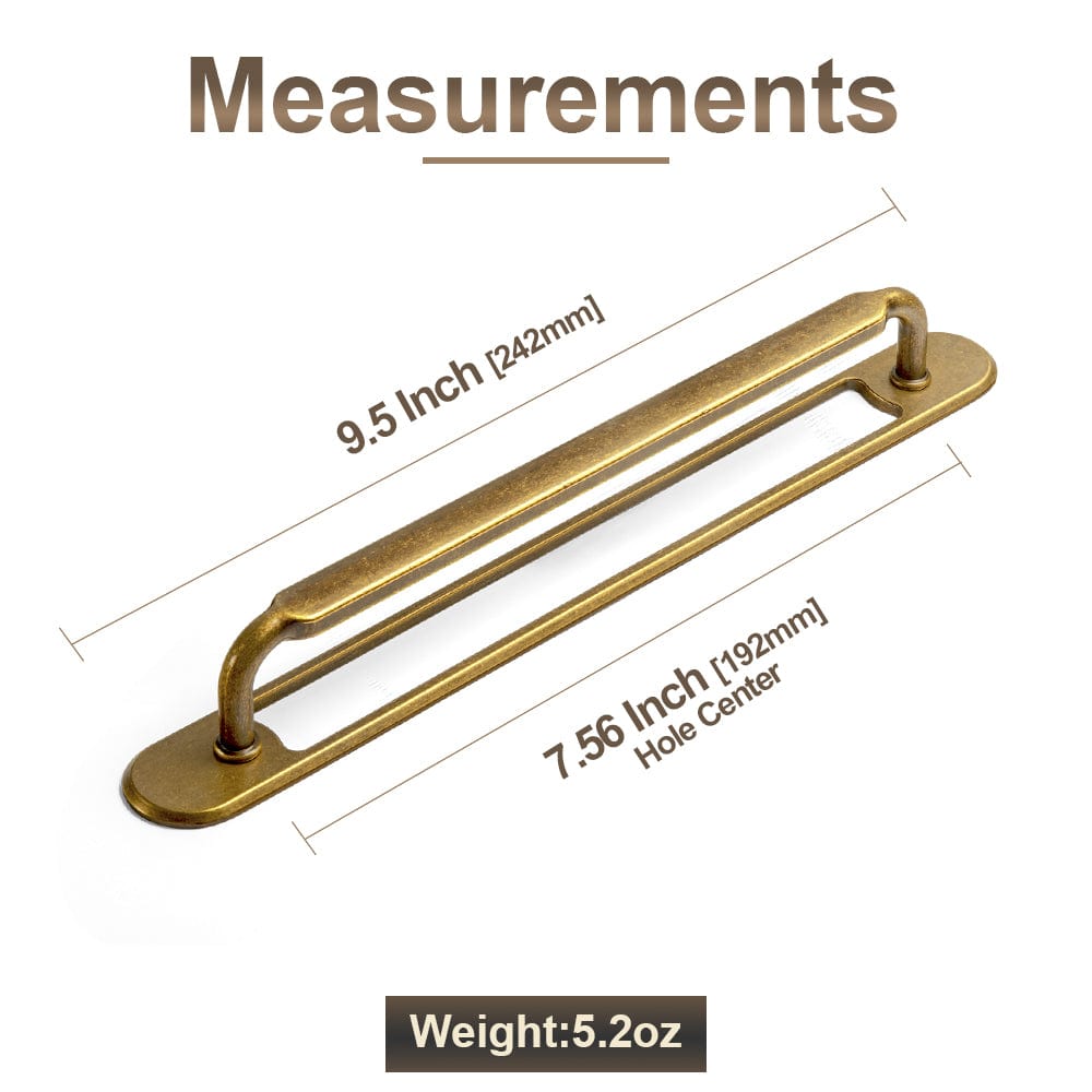 Goo-Ki 2 Pack Antique Brass Cabinet Pulls with Back Plate Zinc Alloy Drawer Handle with Long Back Plate