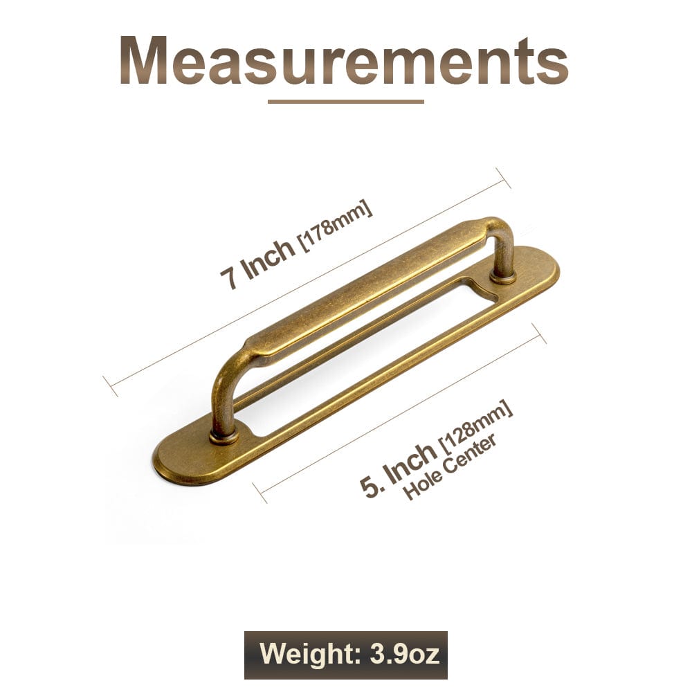 Goo-Ki 2 Pack Antique Brass Cabinet Pulls with Back Plate Zinc Alloy Drawer Handle with Long Back Plate