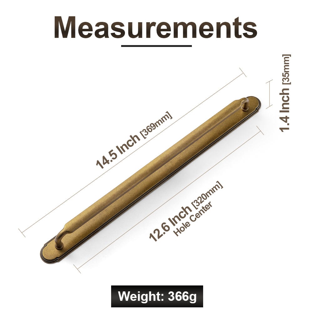 Goo-Ki 2 Pack Antique Brass Cabinet Pulls with Back Plate Zinc Alloy Drawer Handle with Long Back Plate