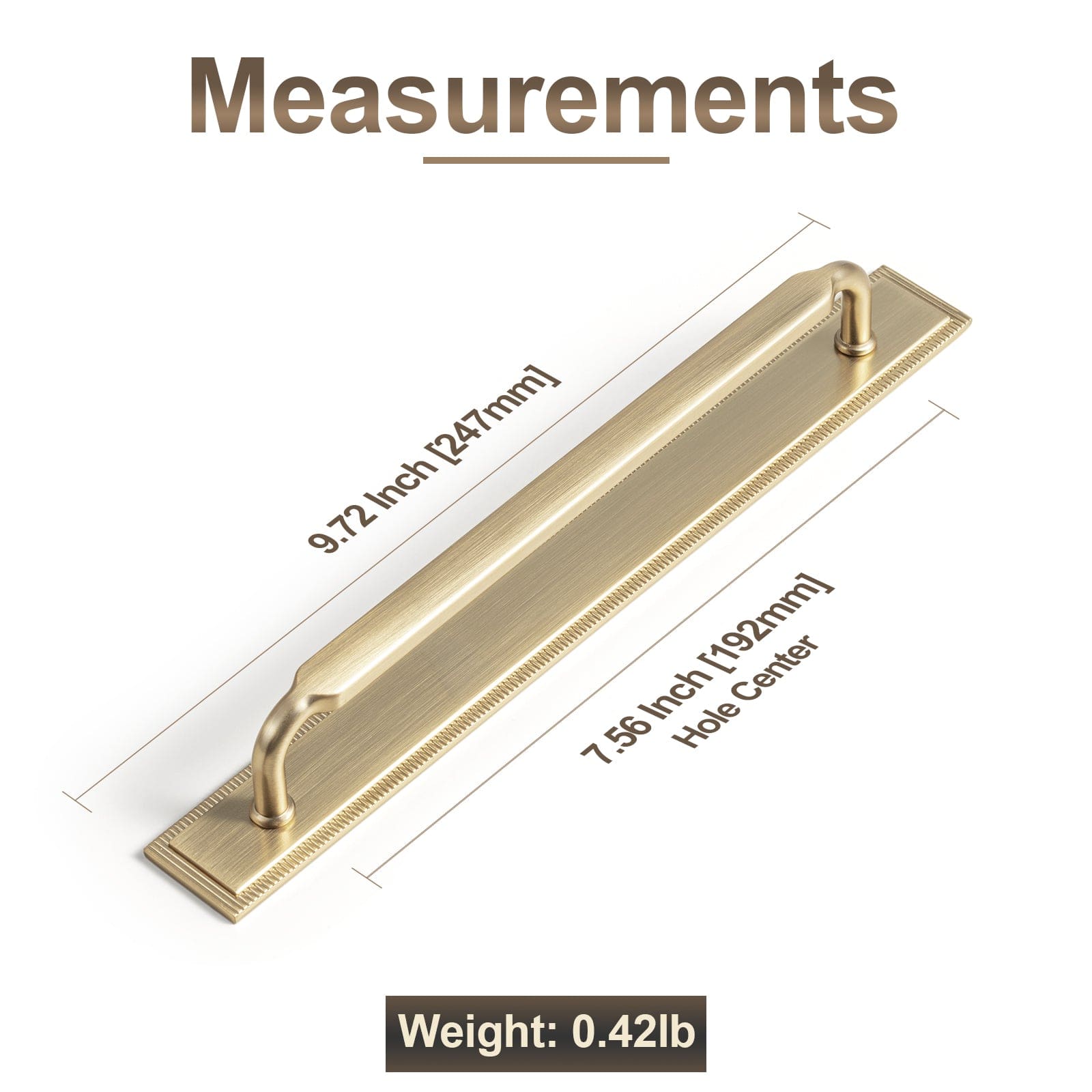 Goo-Ki 2 Pack Antique Brass Cabinet Pulls with Back Plate Zinc Alloy Drawer Handle with Long Back Plate