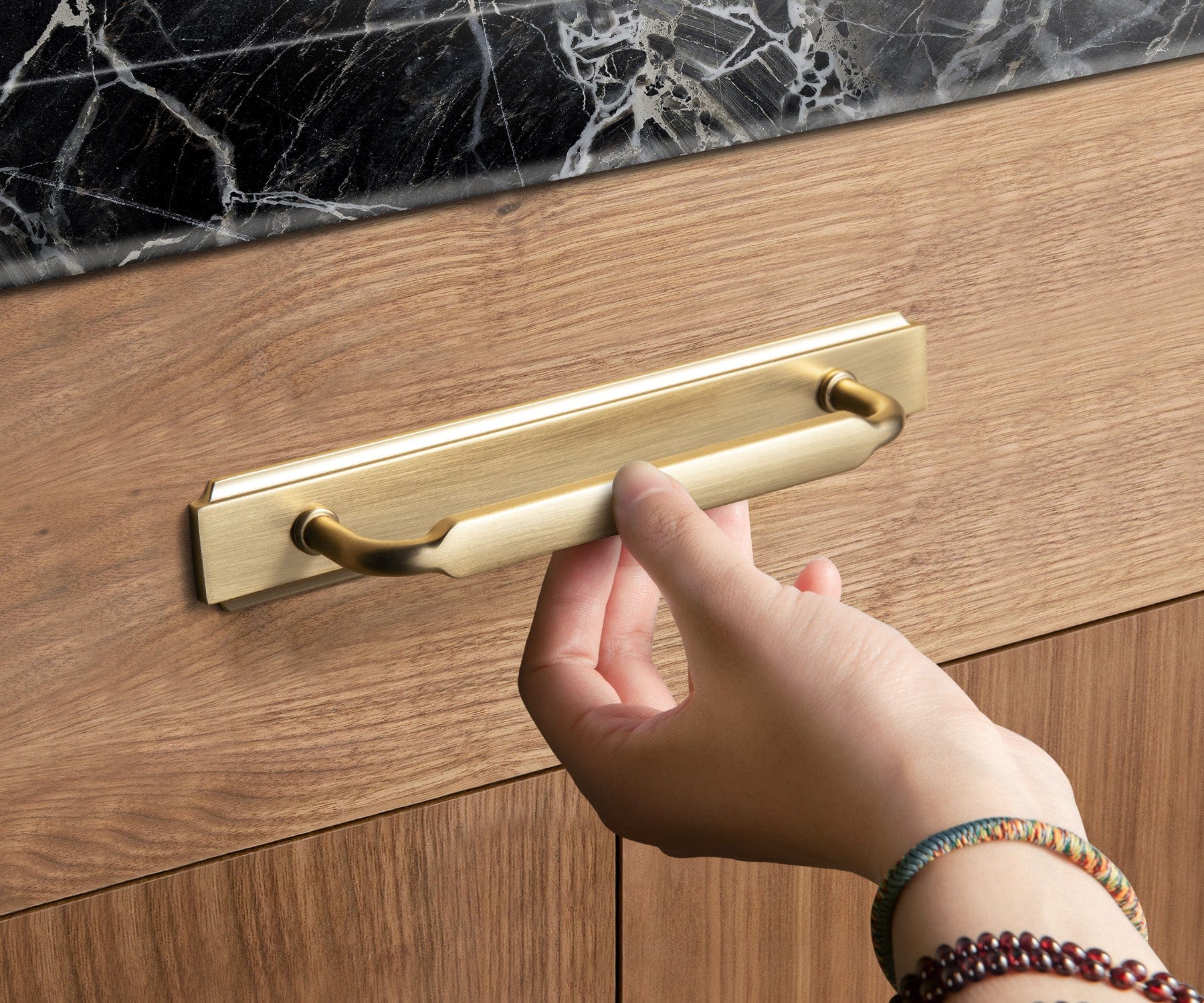 Goo-Ki 2 Pack Antique Brass Cabinet Pulls with Back Plate Zinc Alloy Drawer Handle with Long Back Plate