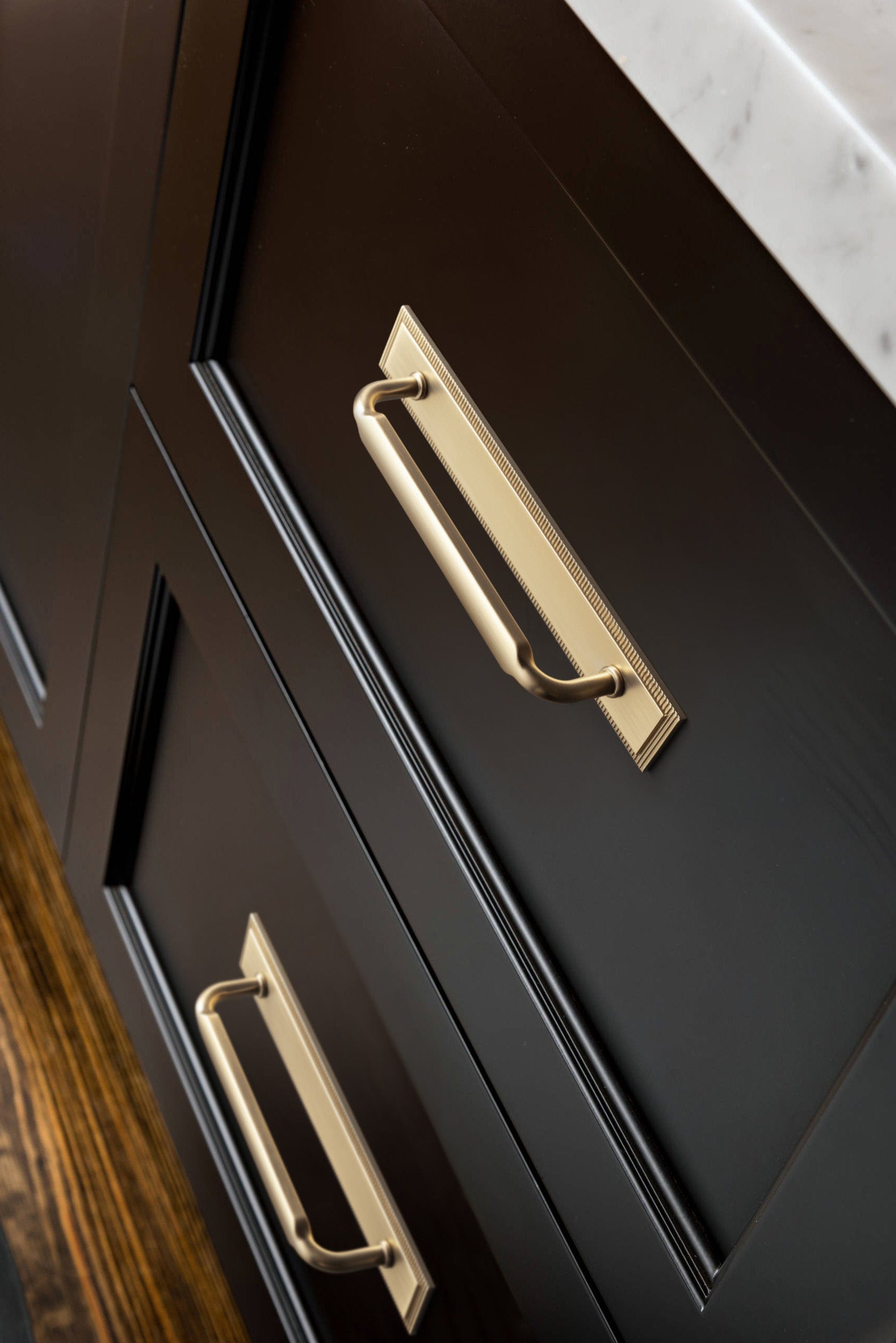 Goo-Ki 2 Pack Antique Brass Cabinet Pulls with Back Plate Zinc Alloy Drawer Handle with Long Back Plate