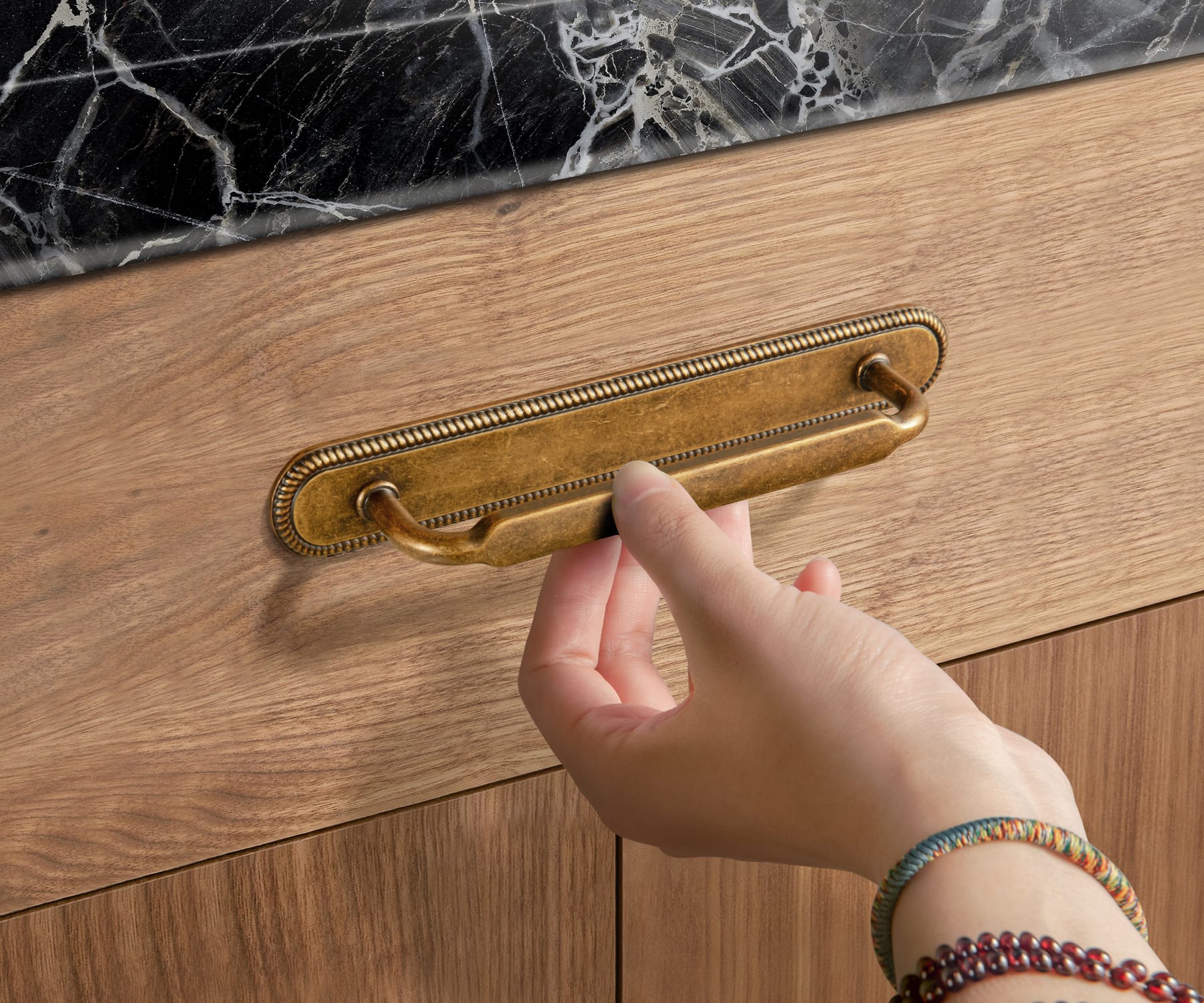 Goo-Ki 2 Pack Antique Brass Cabinet Pulls with Back Plate Zinc Alloy Drawer Handle with Long Back Plate