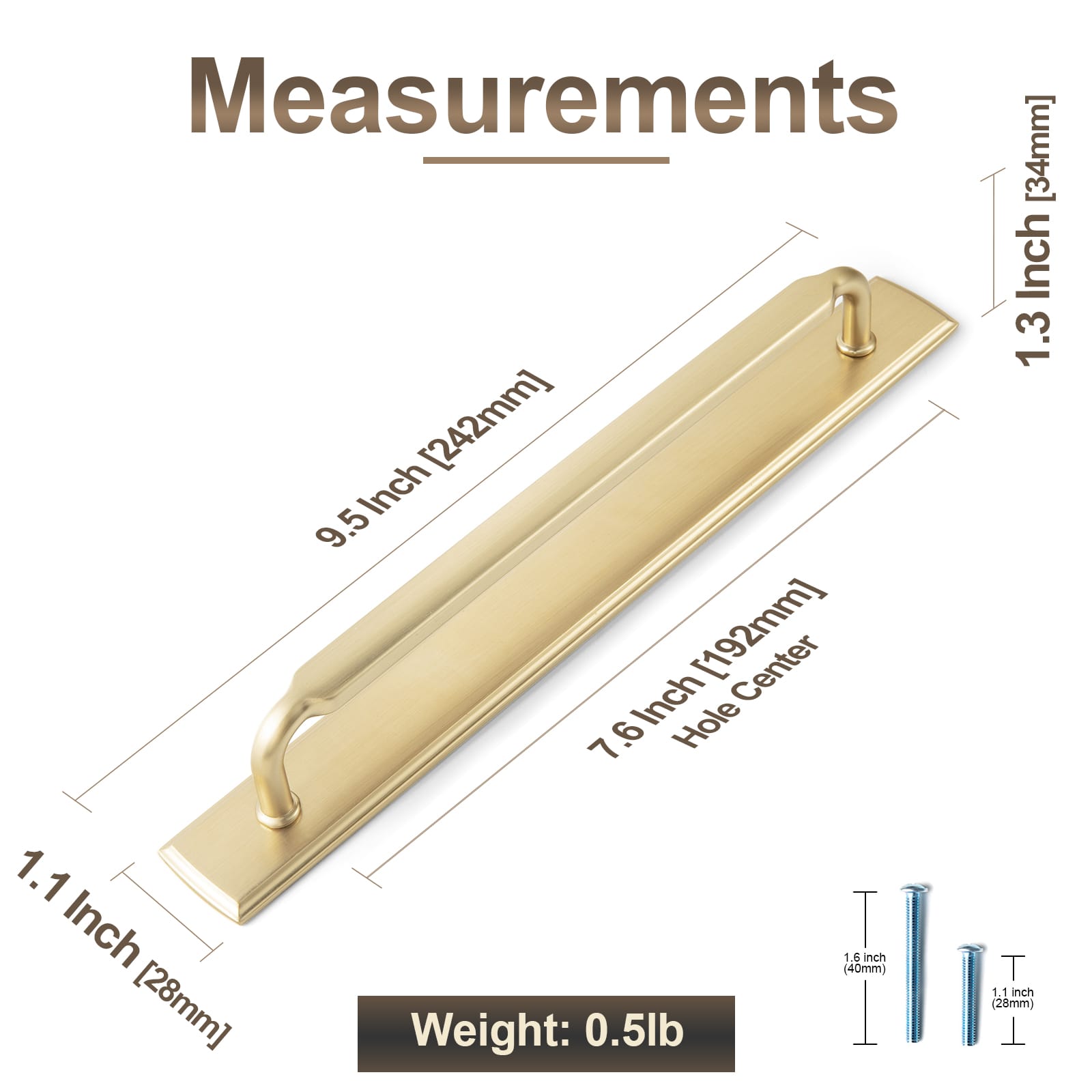 Goo-Ki 2 Pack Antique Brass Cabinet Pulls with Back Plate Zinc Alloy Drawer Handle with Long Back Plate
