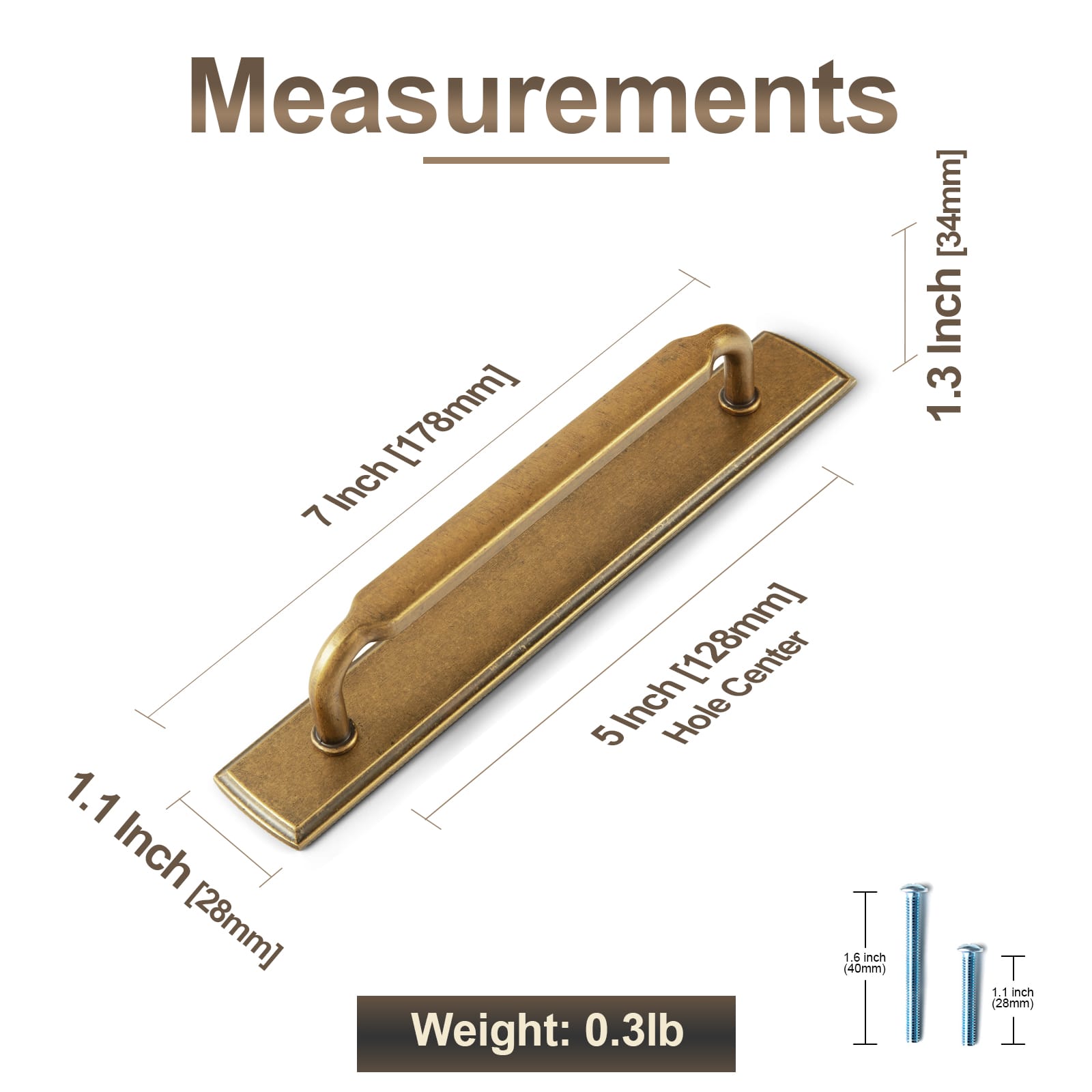 Goo-Ki 2 Pack Antique Brass Cabinet Pulls with Back Plate Zinc Alloy Drawer Handle with Long Back Plate