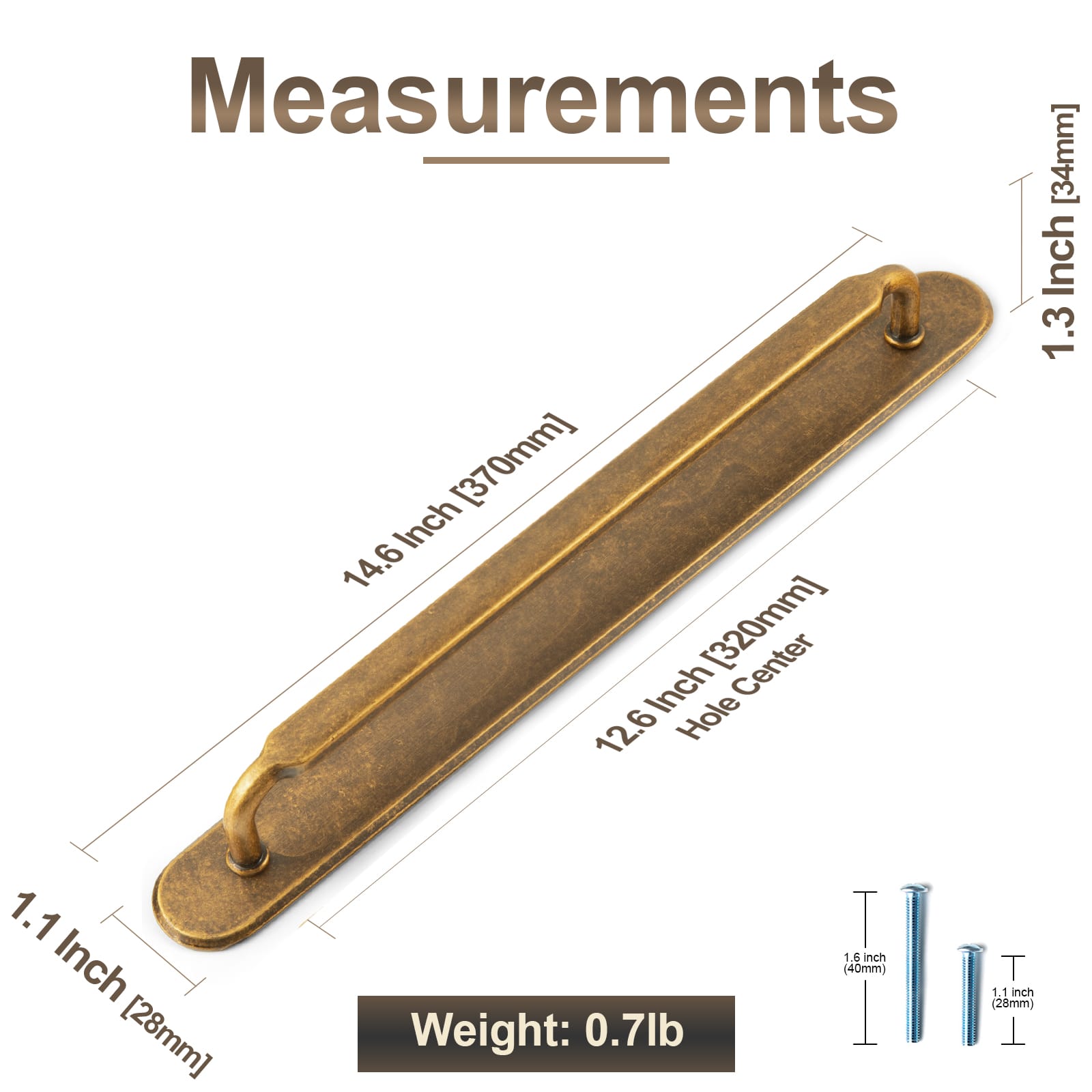Goo-Ki 2 Pack Antique Brass Cabinet Pulls with Back Plate Zinc Alloy Drawer Handle with Long Back Plate