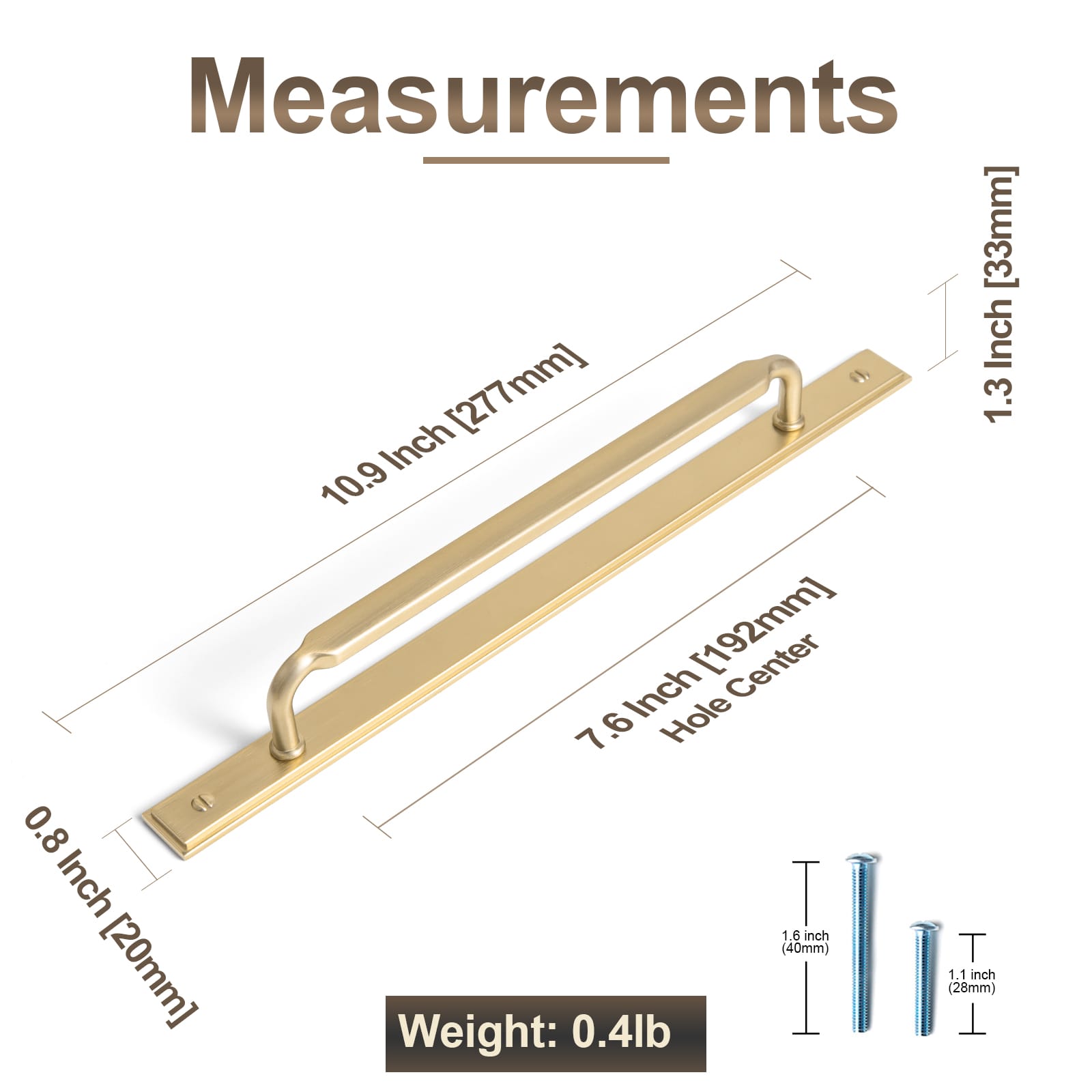 Goo-Ki 2 Pack Antique Brass Cabinet Pulls with Back Plate Zinc Alloy Drawer Handle with Long Back Plate