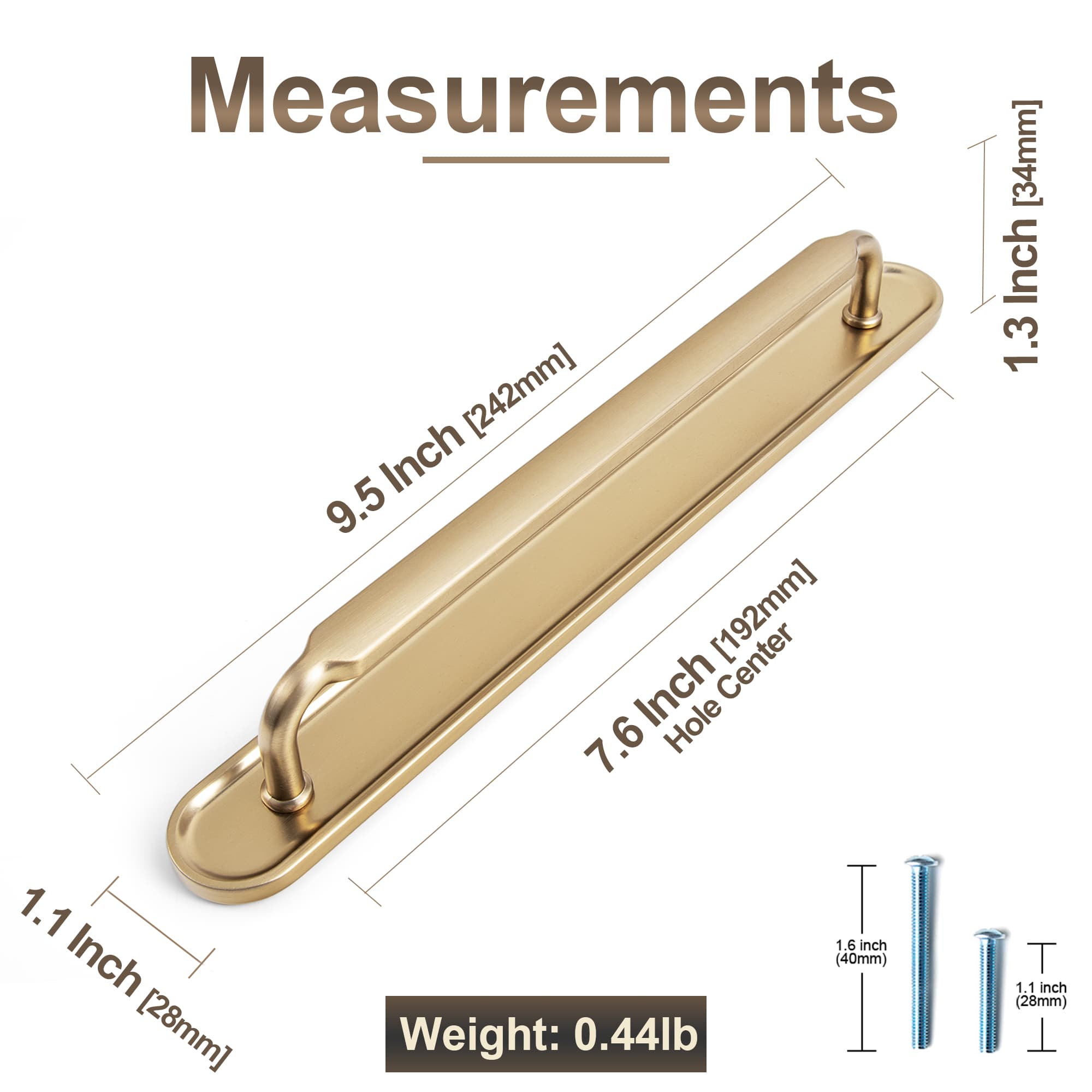 Goo-Ki 2 Pack Antique Brass Cabinet Pulls with Back Plate Zinc Alloy Drawer Handle with Long Back Plate