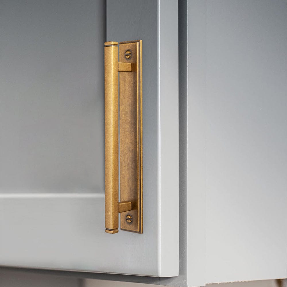Goo-Ki 2 Pack Antique Brass Zinc Alloy Cabinet Pulls with Back Plate Kitchen Hardware Bar Handles