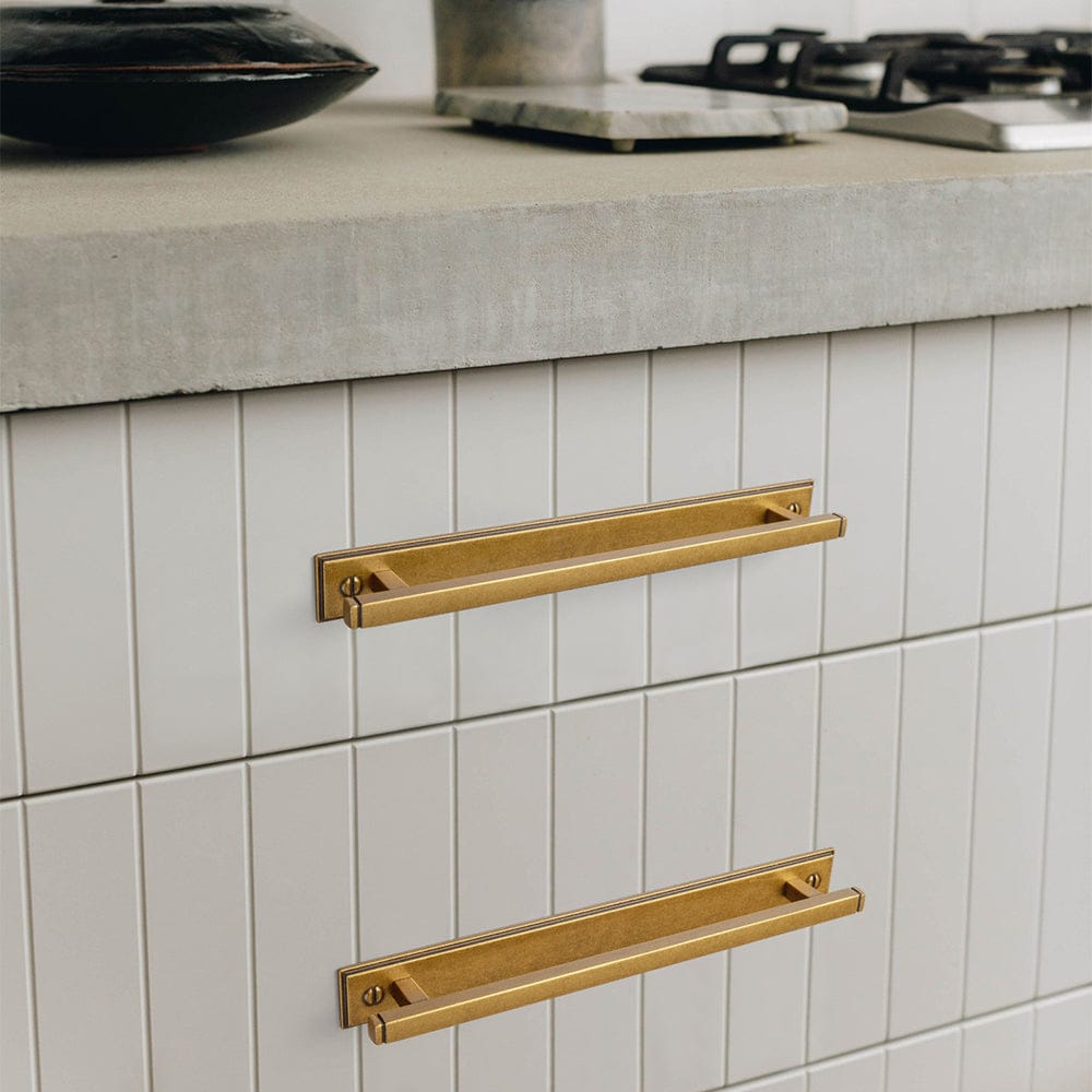 Goo-Ki 2 Pack Antique Brass Zinc Alloy Cabinet Pulls with Back Plate Kitchen Hardware Bar Handles