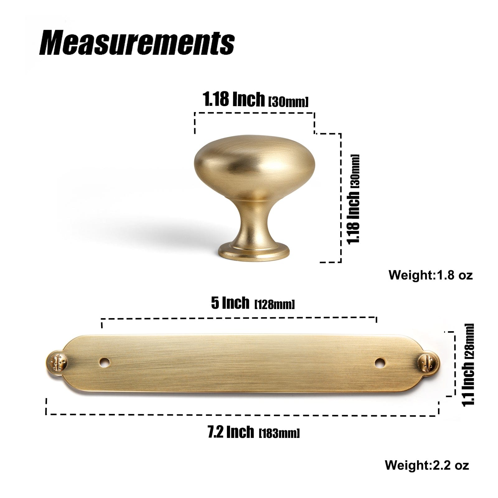 Goo-Ki 2 Pack Antique Brass Zinc Alloy Double Knobs with Long Back Plate Cabinet Hardware