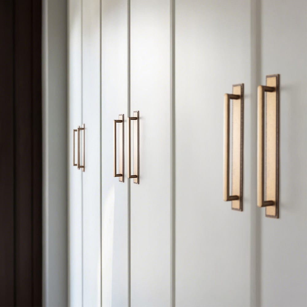 Goo-Ki 2 Pack Cabinet Handles with Back Plate Vintage Kitchen Drawer Pulls with Subtle Curves