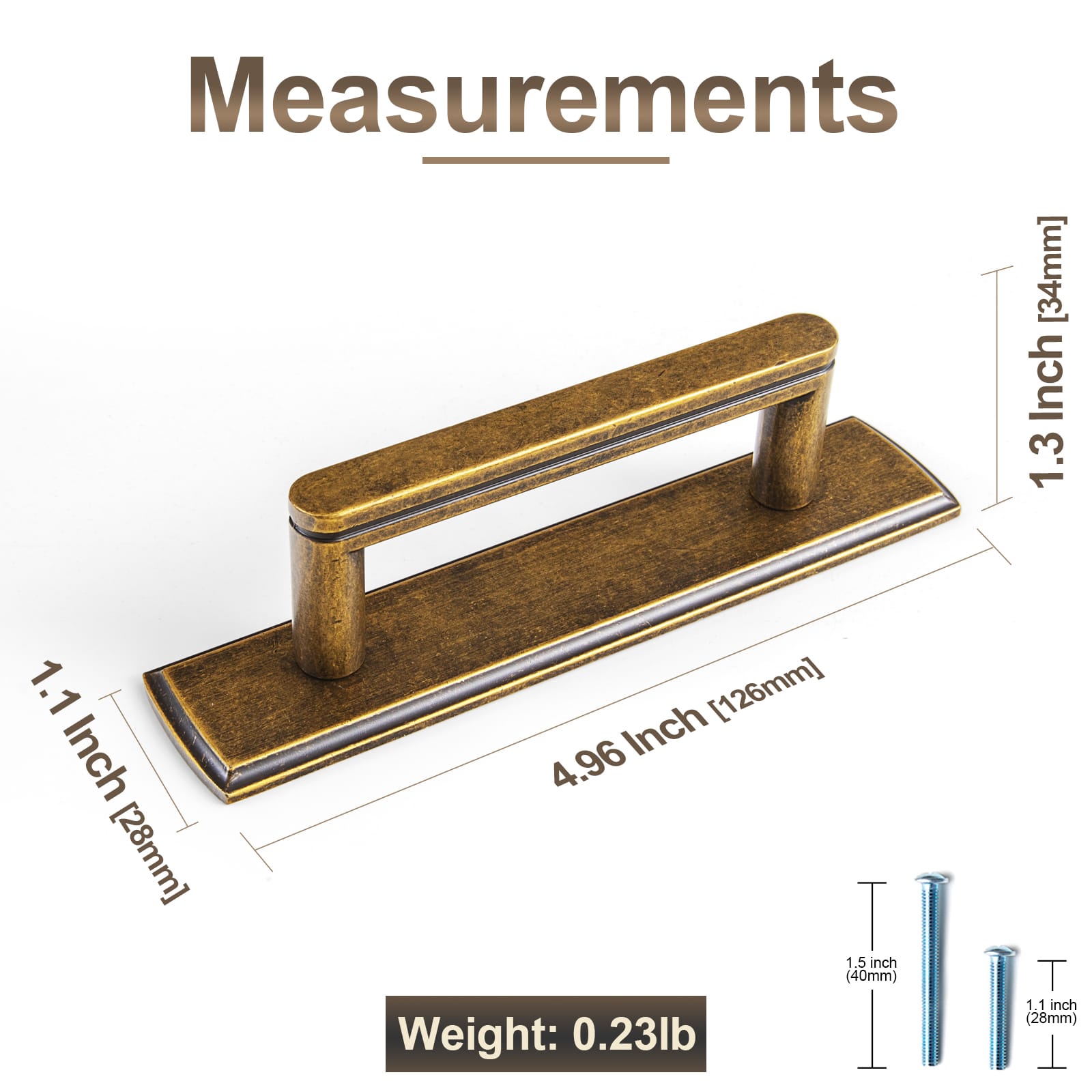Goo-Ki 2 Pack Cabinet Handles with Back Plate Vintage Kitchen Drawer Pulls with Subtle Curves