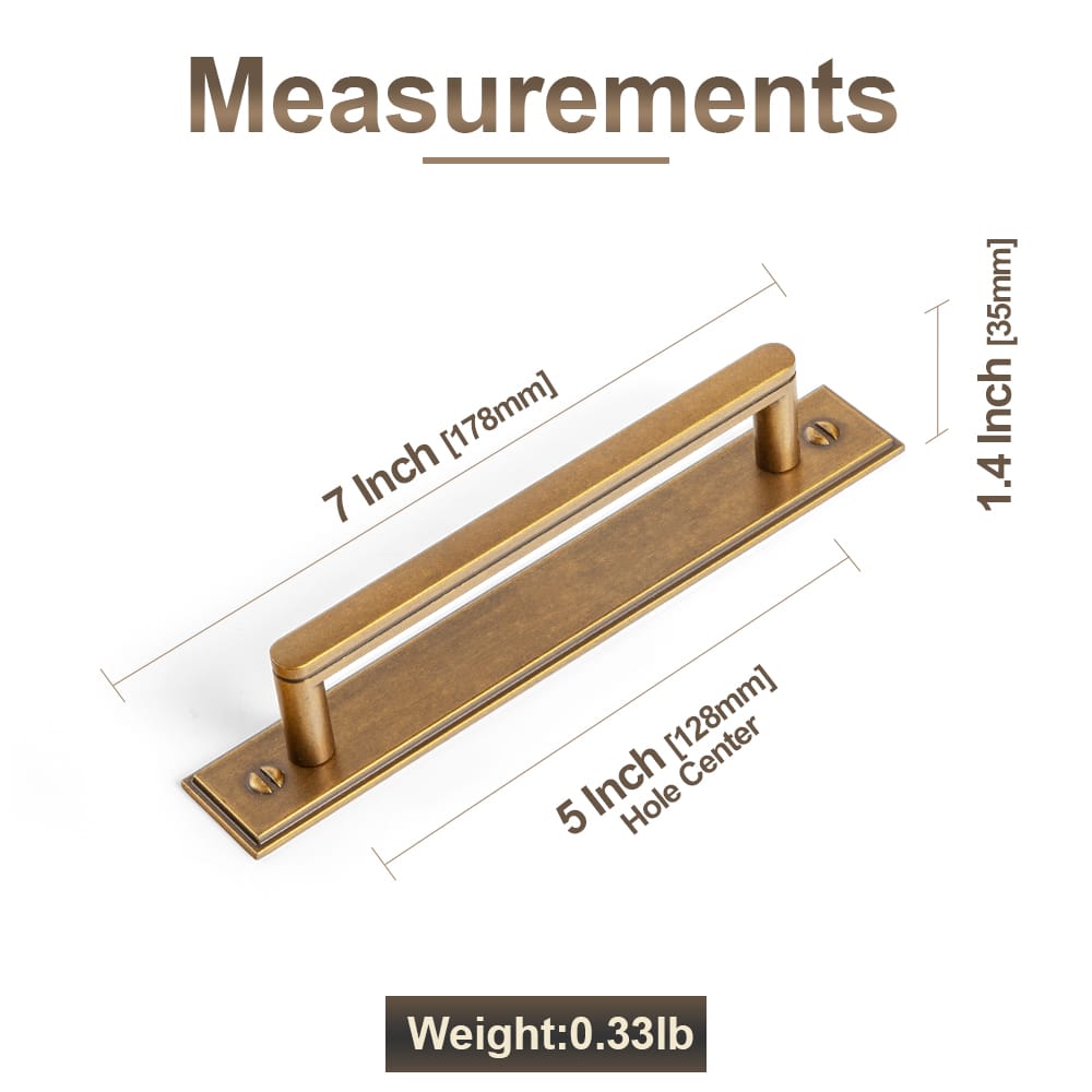 Goo-Ki 2 Pack Cabinet Handles with Back Plate Vintage Kitchen Drawer Pulls with Subtle Curves