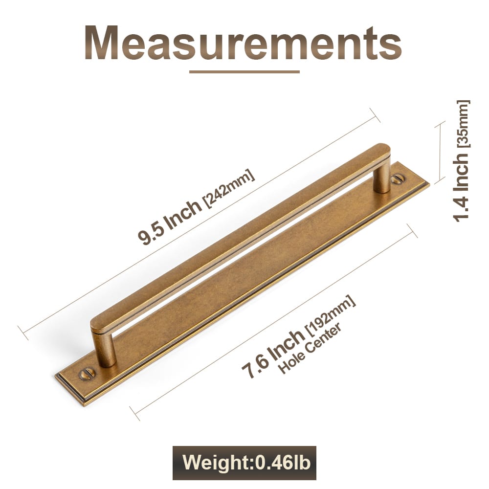 Goo-Ki 2 Pack Cabinet Handles with Back Plate Vintage Kitchen Drawer Pulls with Subtle Curves