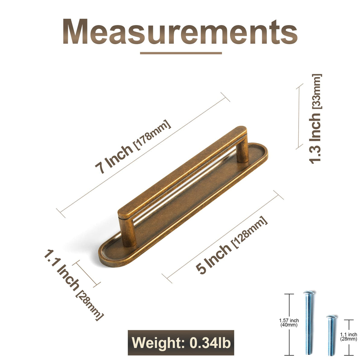 Goo-Ki 2 Pack Cabinet Handles with Back Plate Vintage Kitchen Drawer Pulls with Subtle Curves