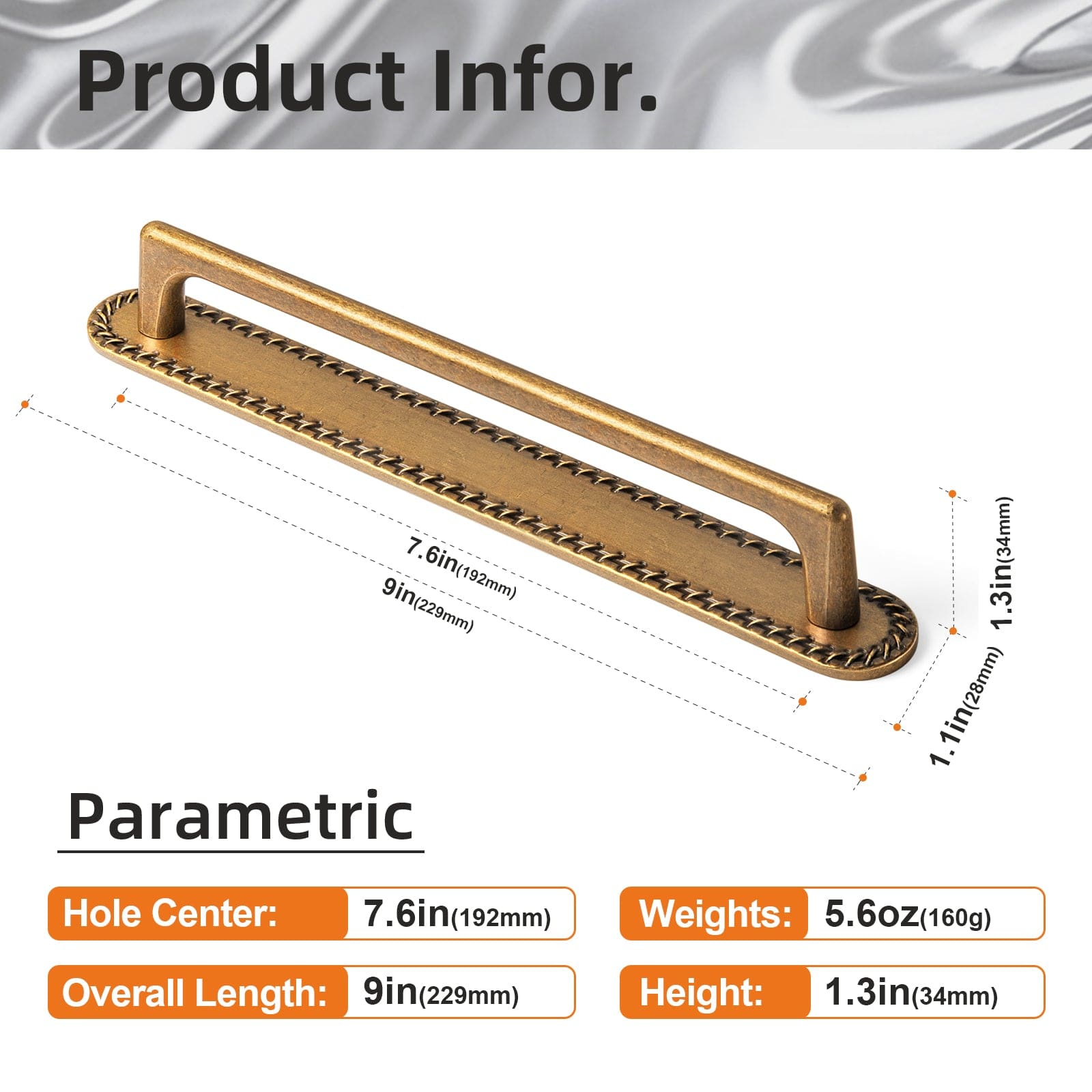 Goo-Ki 2 Pack Classic Cabinet Bar Pulls with Back Plate Zinc Alloy Cabinet Handle with Long Back Plate