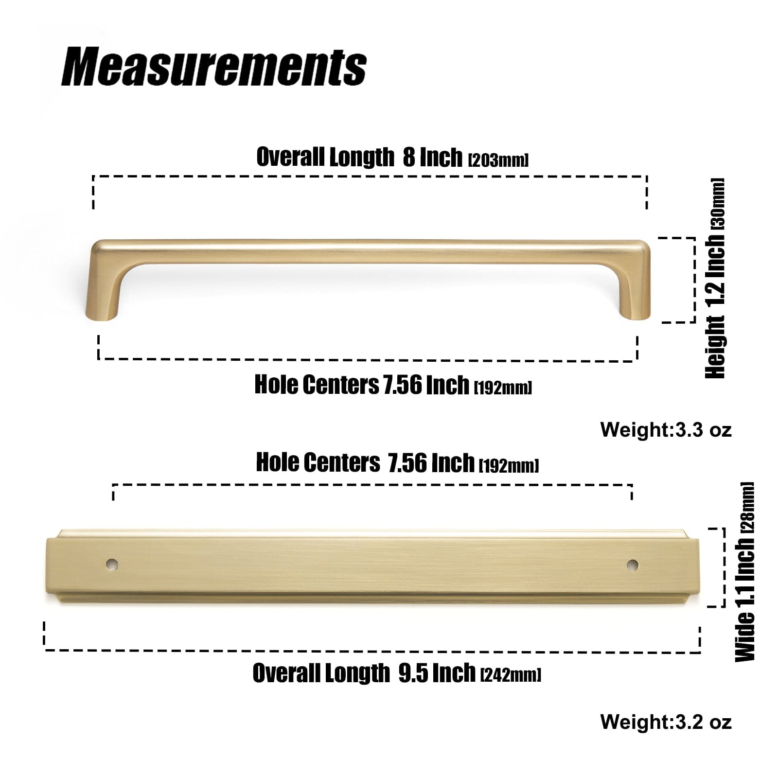 Goo-Ki 2 Pack Classic Cabinet Bar Pulls with Back Plate Zinc Alloy Cabinet Handle with Long Back Plate